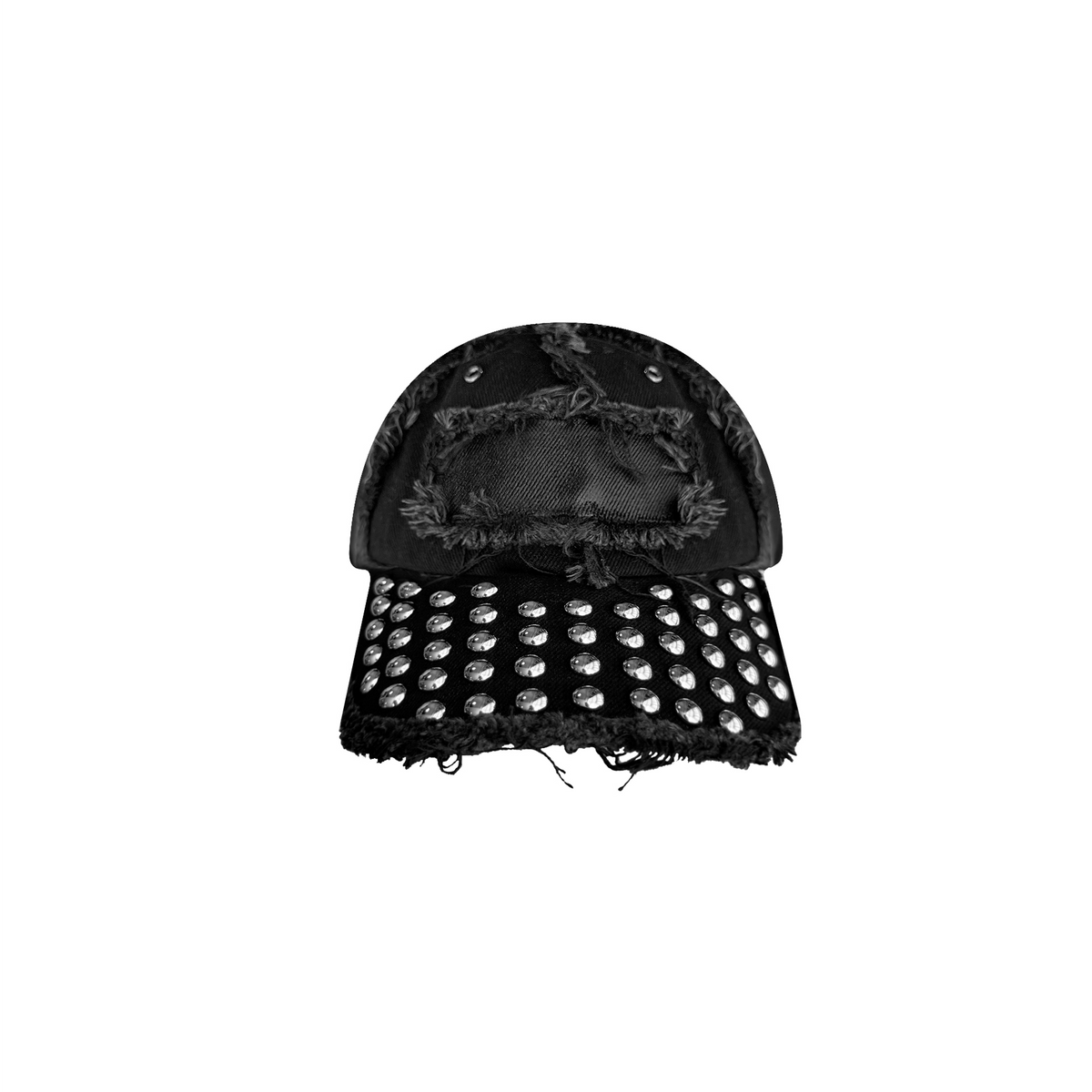 CINDER VEIN Washed Frayed Rivet Patch Curved-Brim Denim Cap