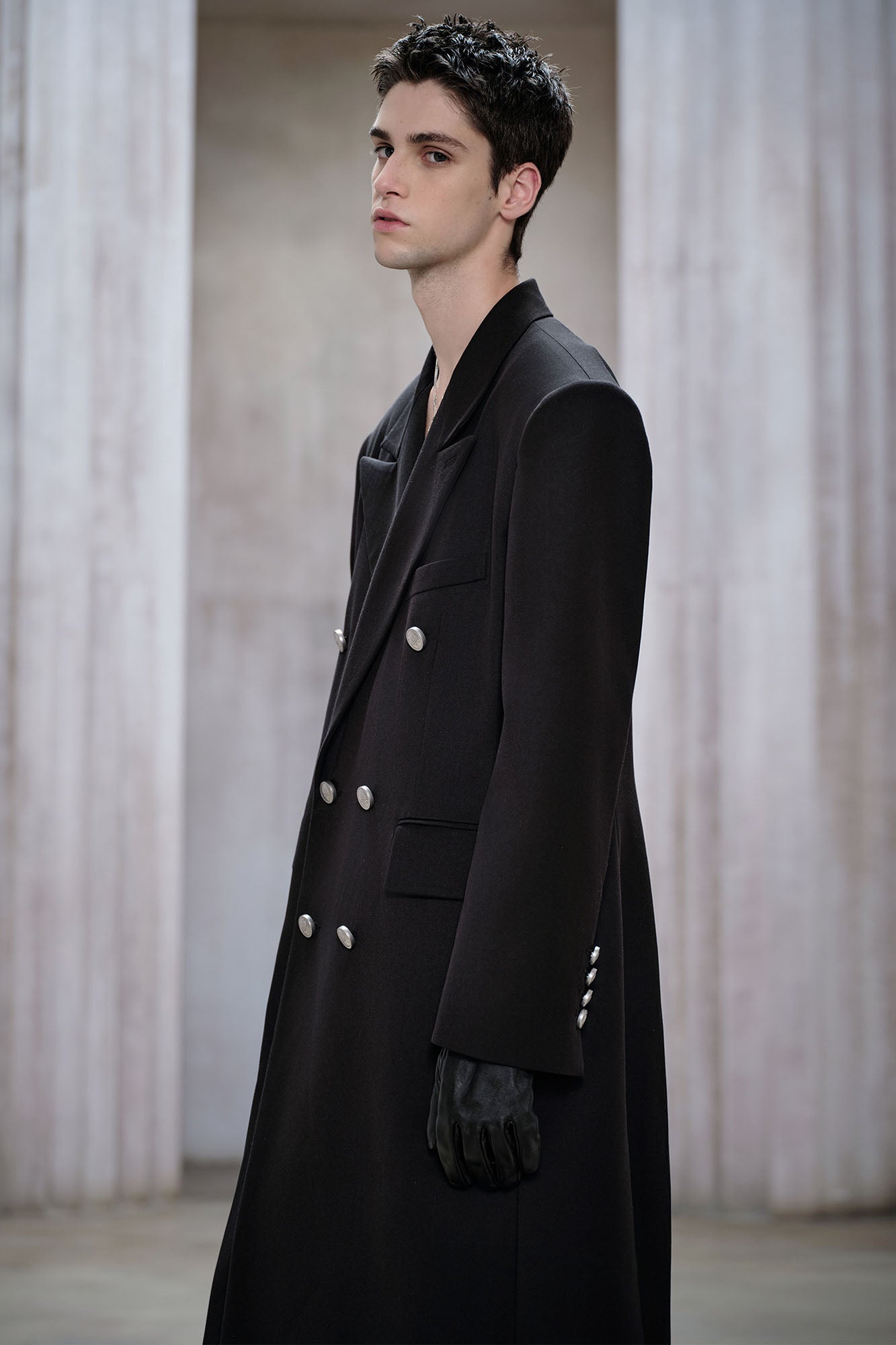 FACEONLAB Structured Double-Breasted Overcoat