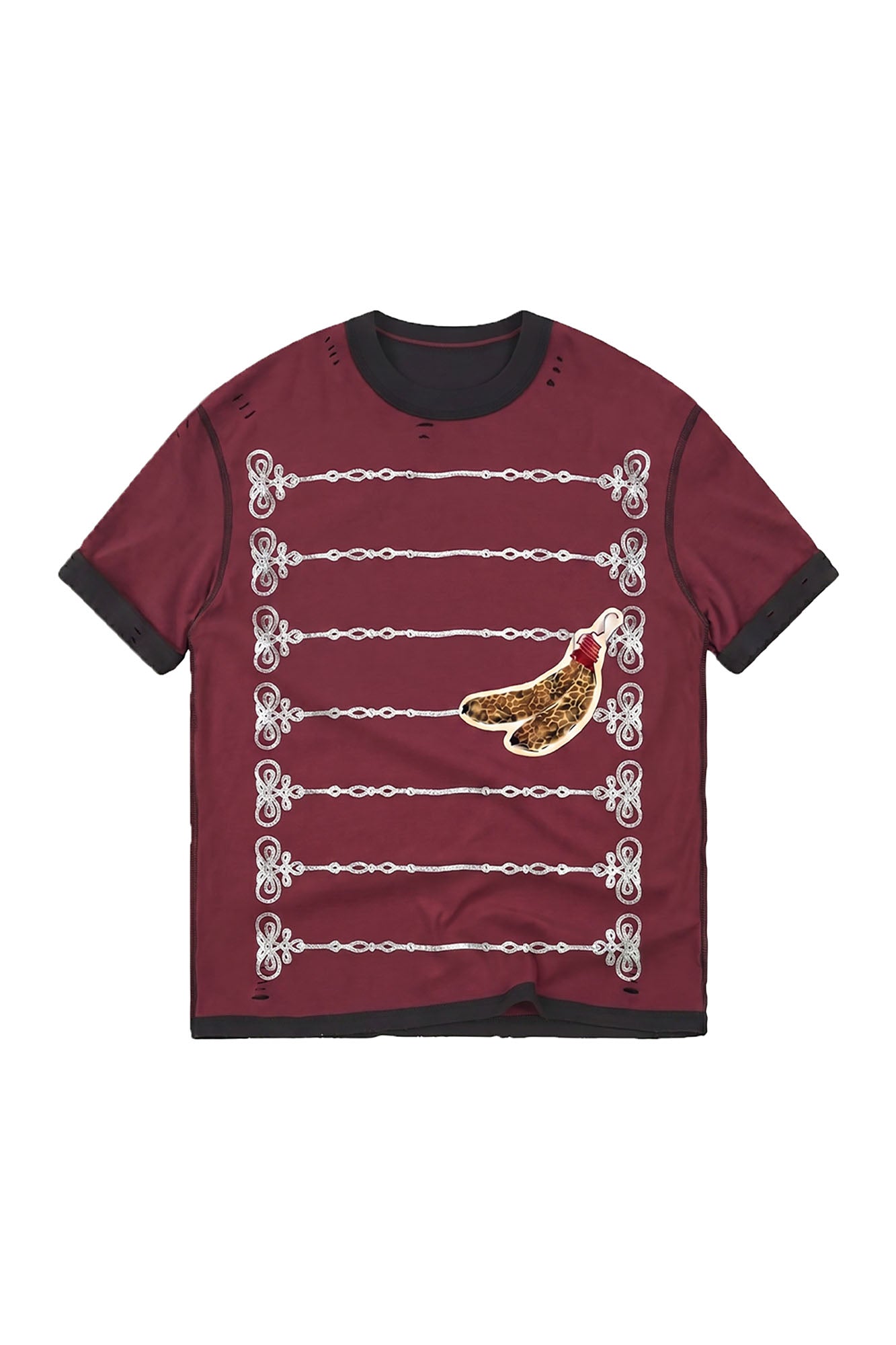 NOTHINGNESS WORLD Distressed Military Braid Graphic T-Shirt