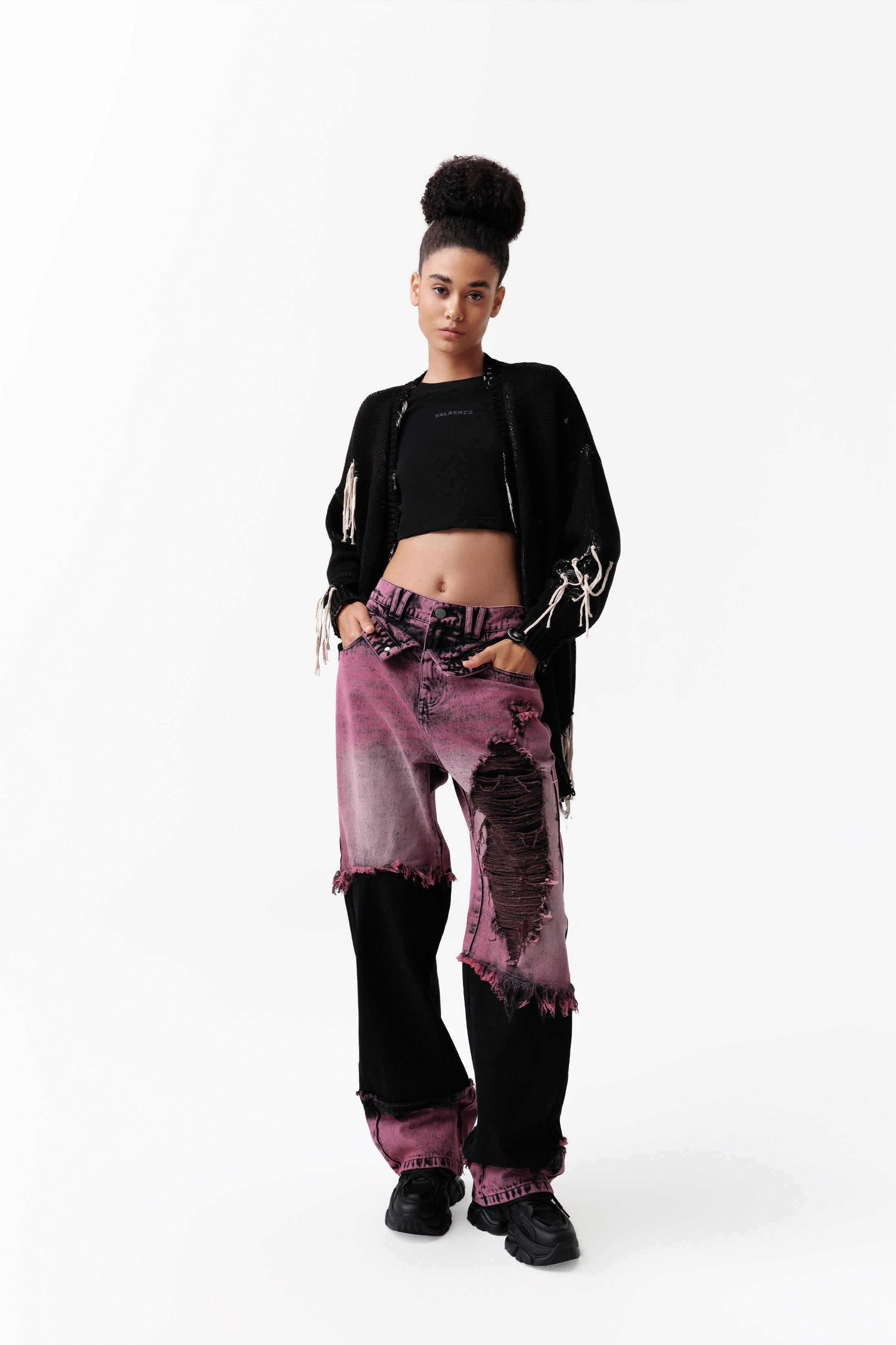 VANN VALRENCE Distressed Panelled Frayed Straight-Leg Jeans, premium urban and streetwear designers apparel on PROJECTISR.com, VANN VALRENCE