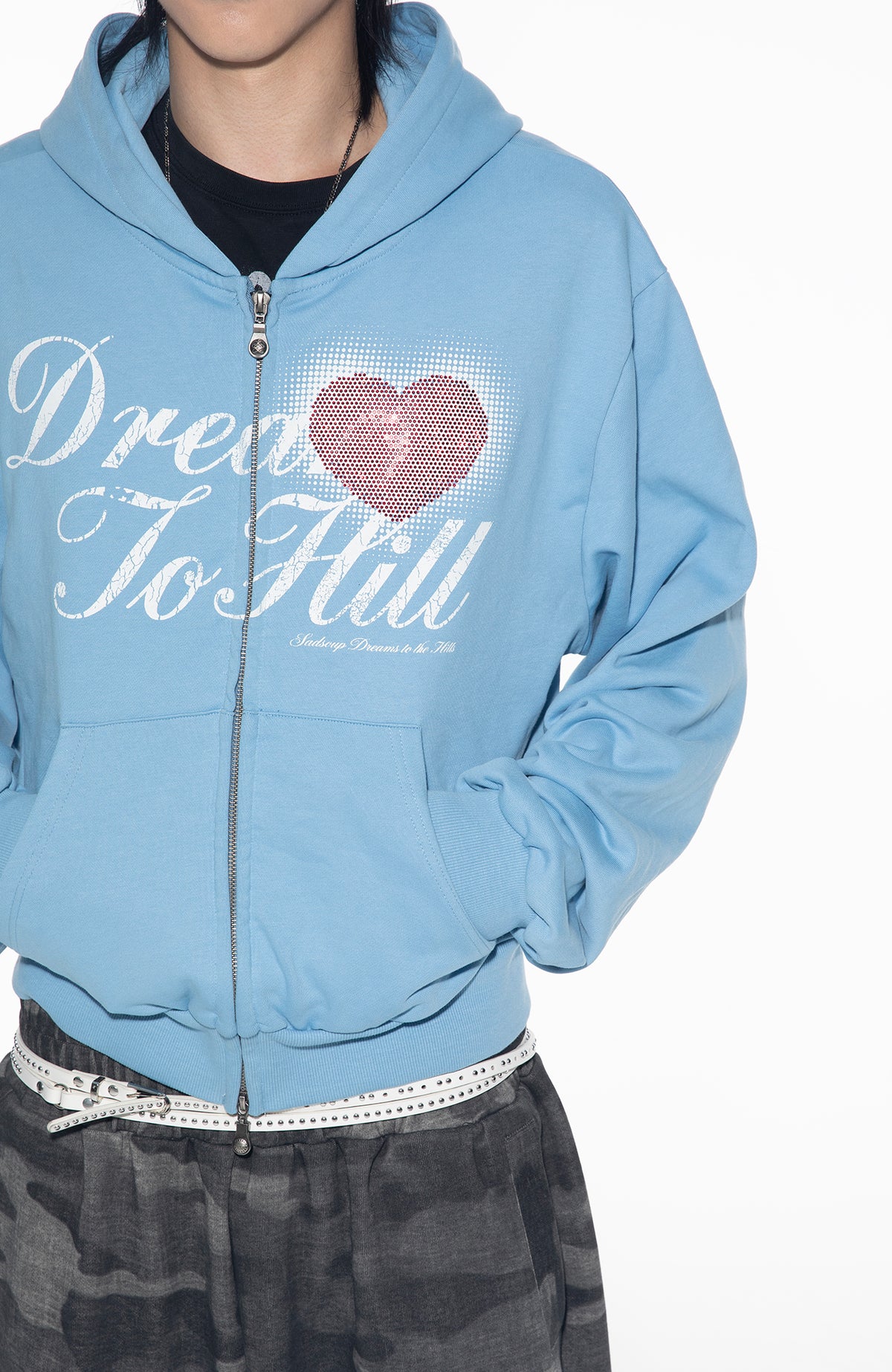 SADSOUP Dreamy Heart Print Zip-Up Hoodie