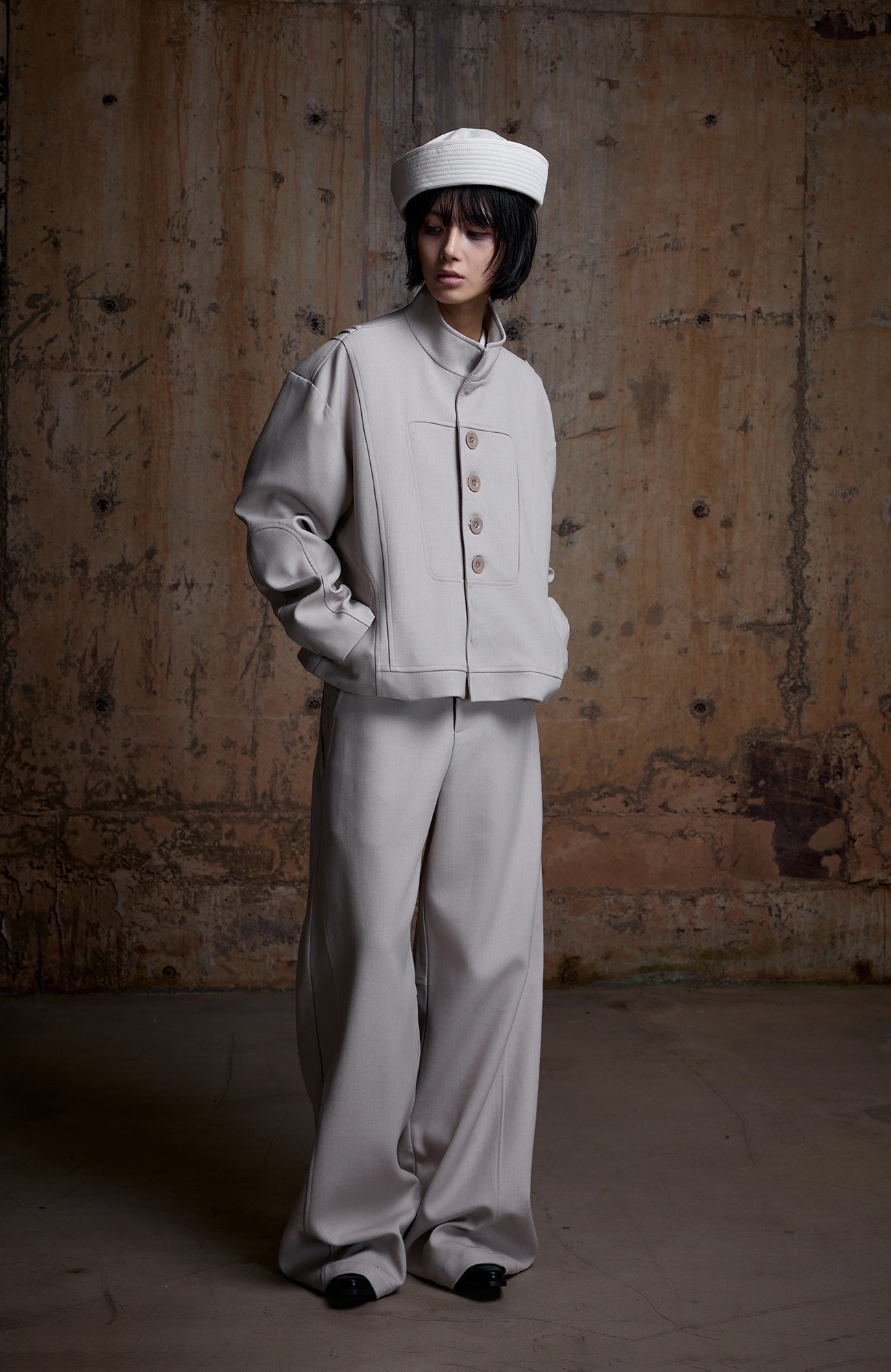 2000RSK Spliced Lace-Up Mock-Neck Jacket