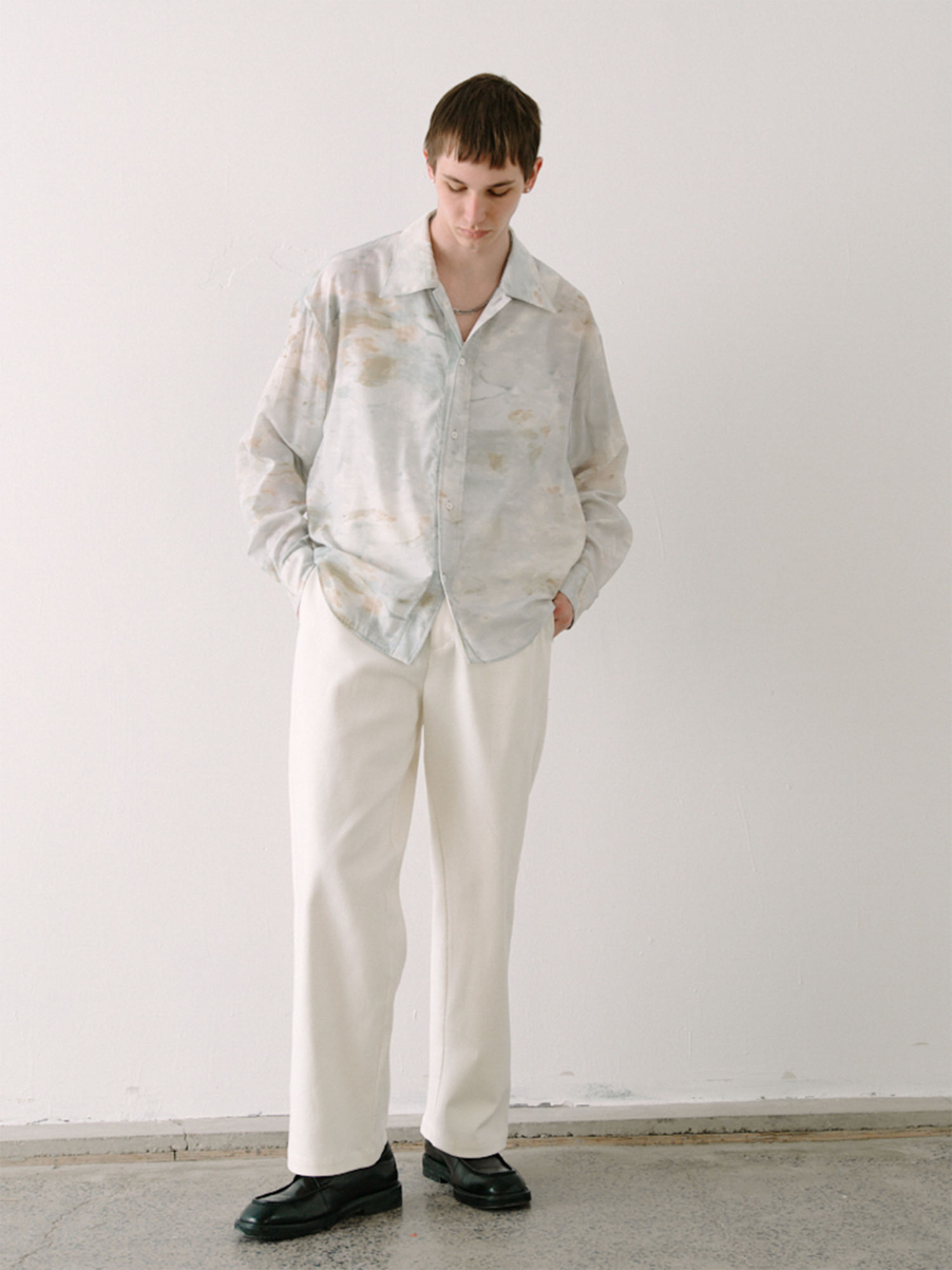 GRAINMUSTARD Washed Tie-Dye Draped Shirt, premium urban and streetwear designers apparel on PROJECTISR.com, GRAINMUSTARD