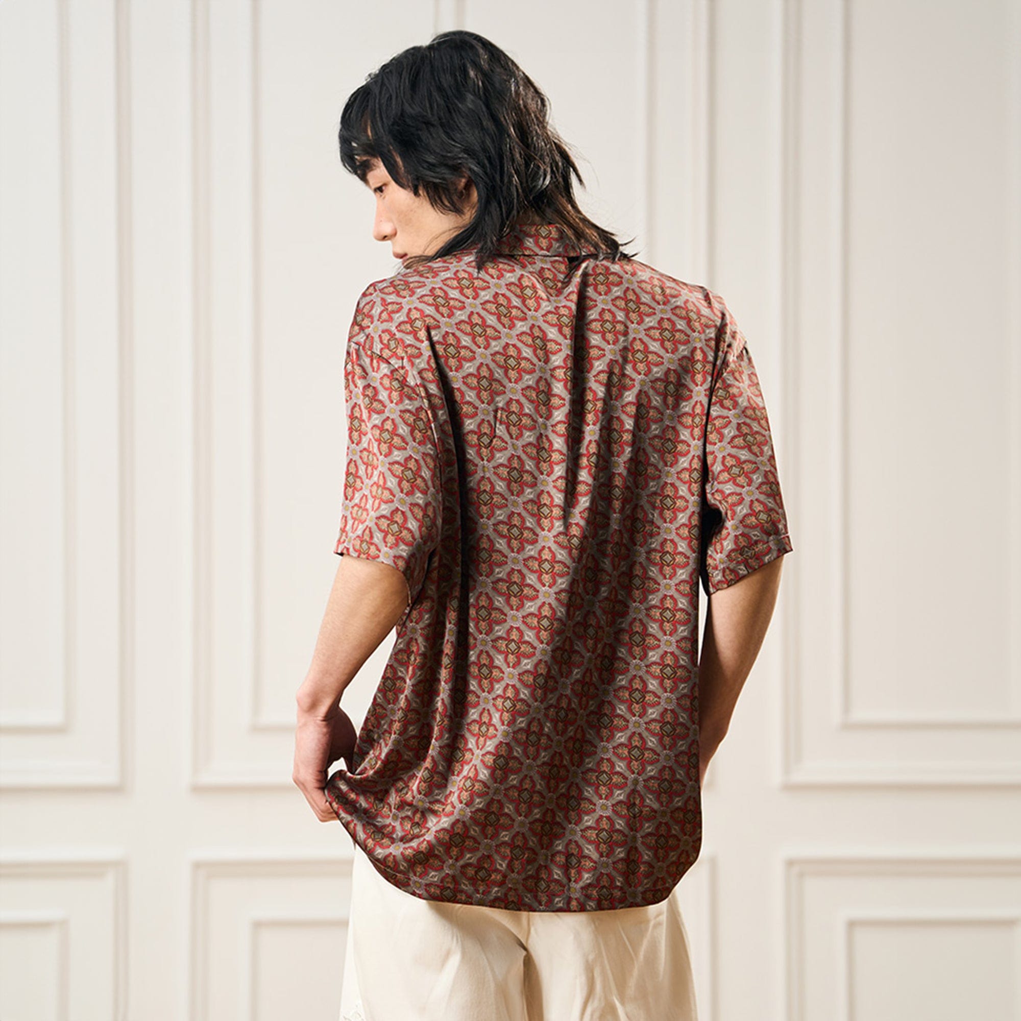 EPIC POETRY Medieval Tile Cuban Half Shirt, premium urban and streetwear designers apparel on PROJECTISR.com, EPIC POETRY