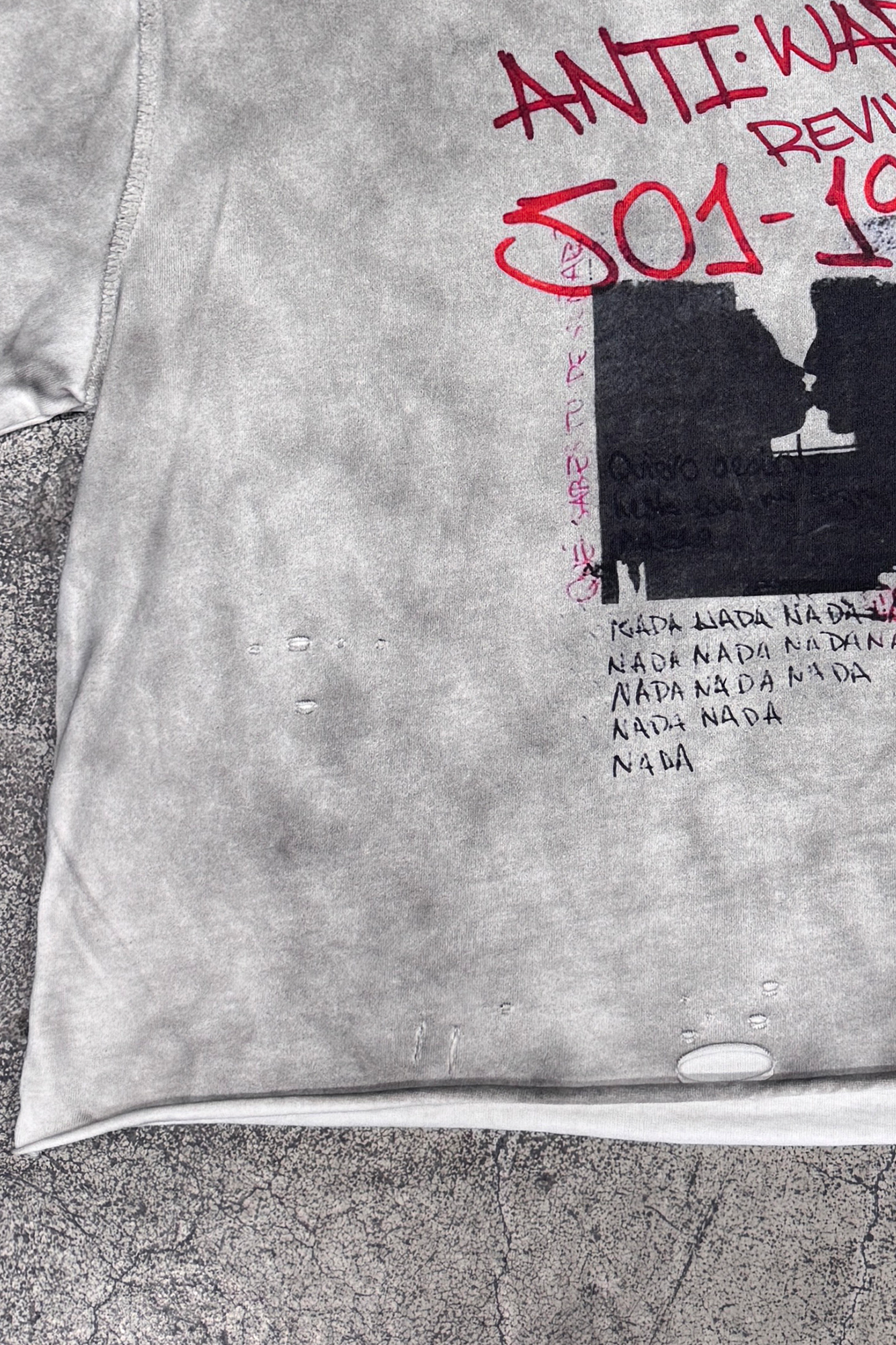 ANTI WAR REVIVAL Distressed Graffiti Washed T-Shirt