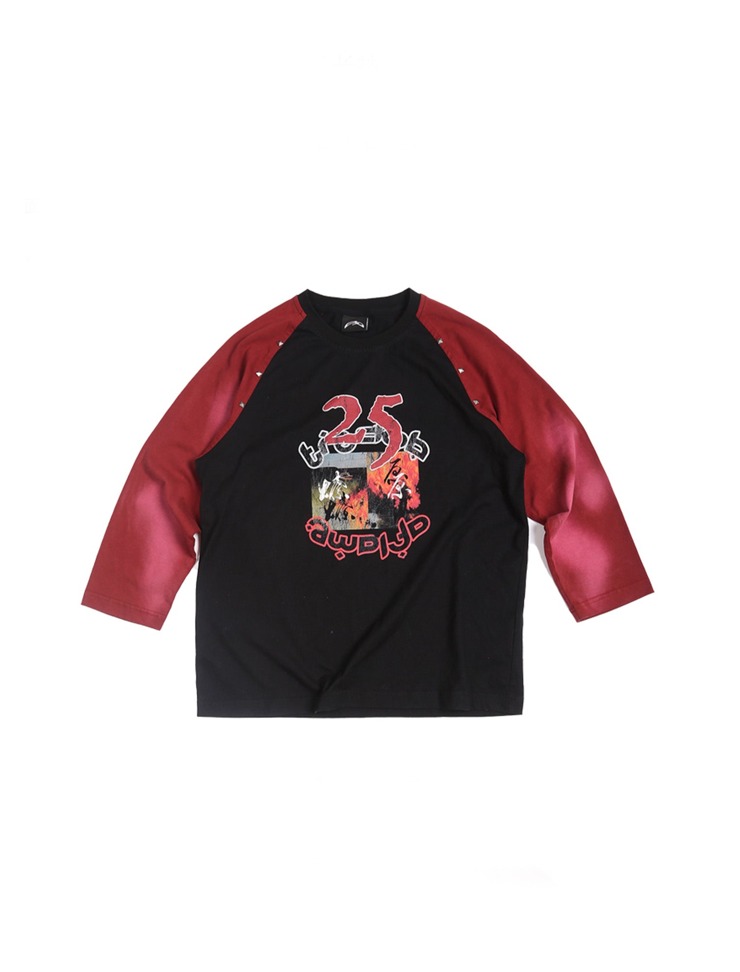 TRECLUB Studded Raglan Graphic 3/4 Sleeve Tee, premium urban and streetwear designers apparel on PROJECTISR.com, TRECLUB