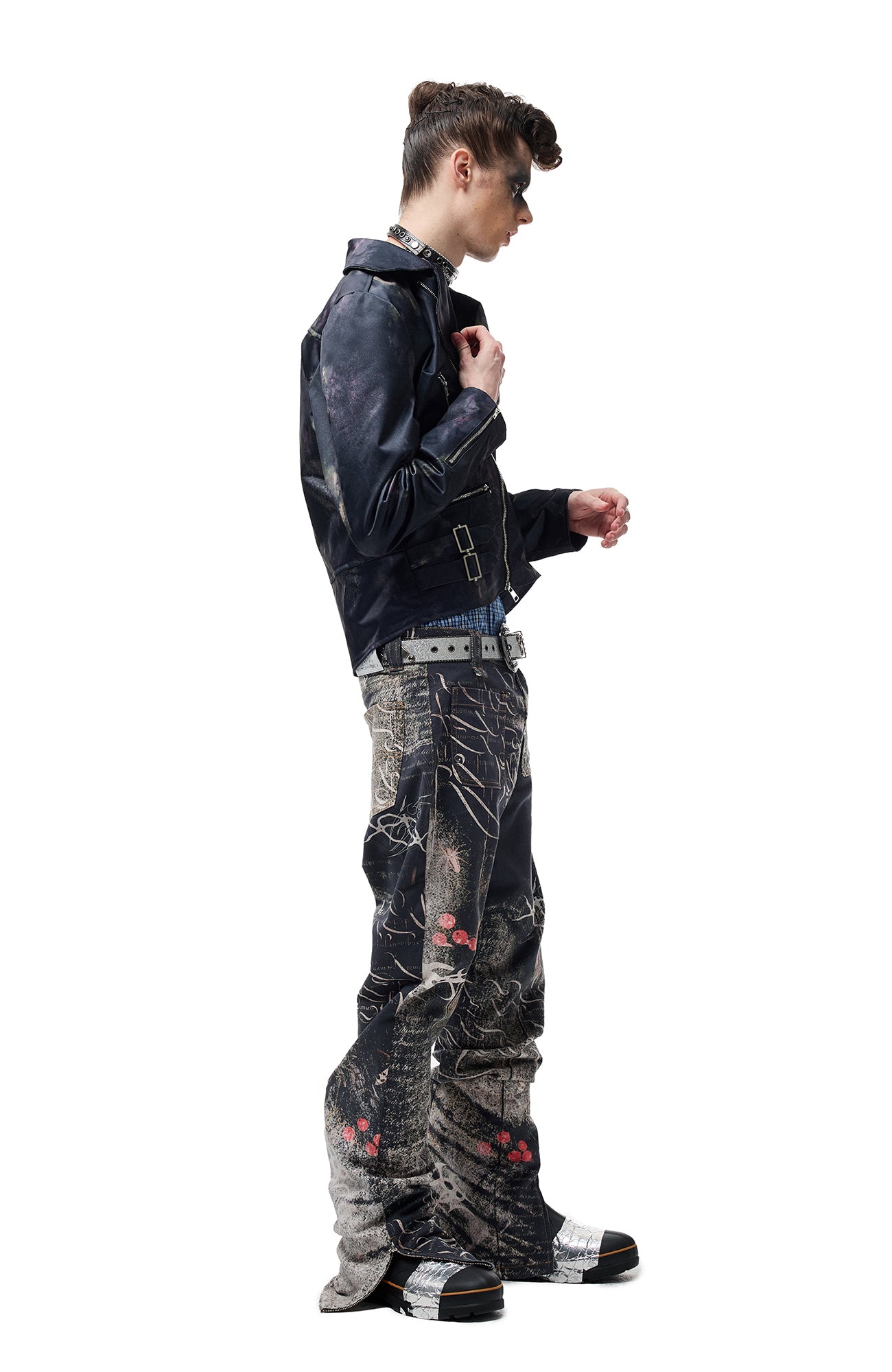 CYCYCY Full-Print Script Flared Jeans