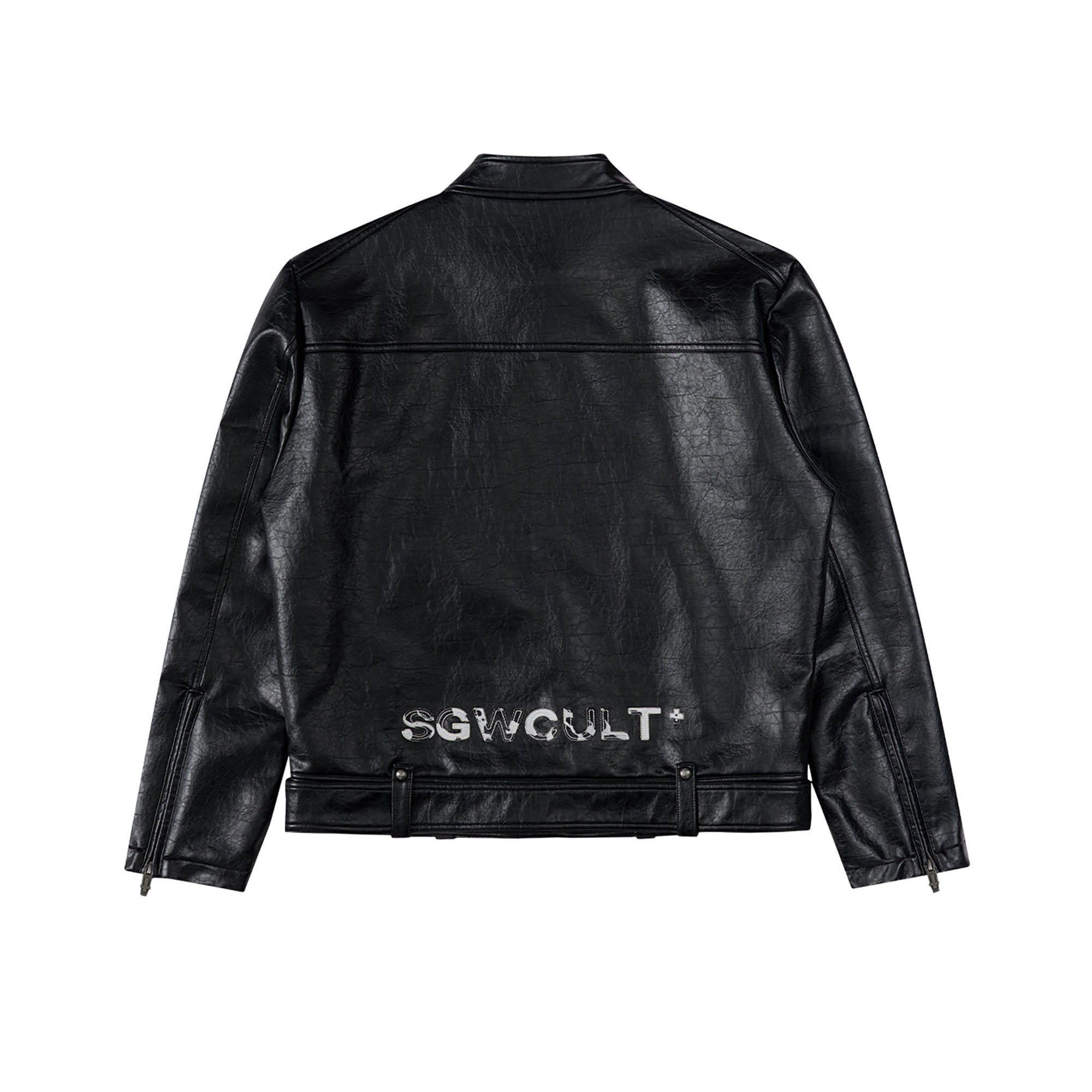 SAVAGEGROWTHWORLD Horse Patch Faux Leather Moto Jacket