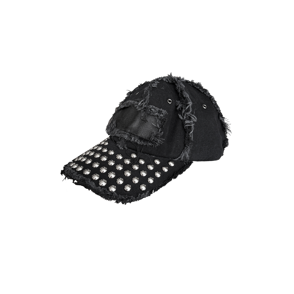 CINDER VEIN Washed Frayed Rivet Patch Curved-Brim Denim Cap