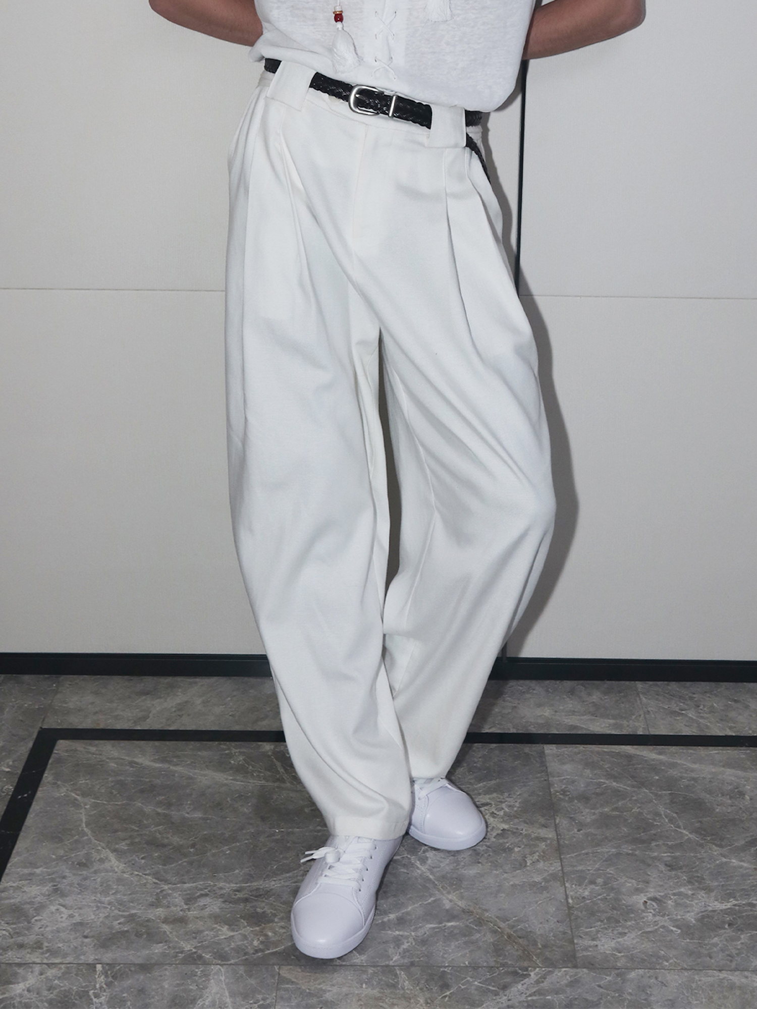 ASSEEN Essential Draped Linen-Blend Trousers
