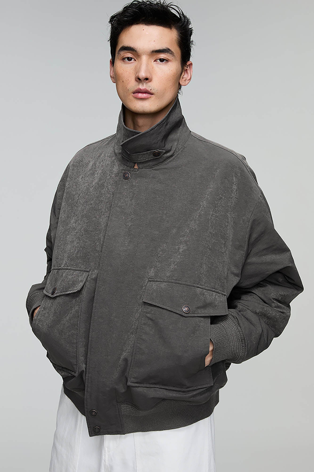 OPICLOTH Retro Stand-Collar Bomber Jacket