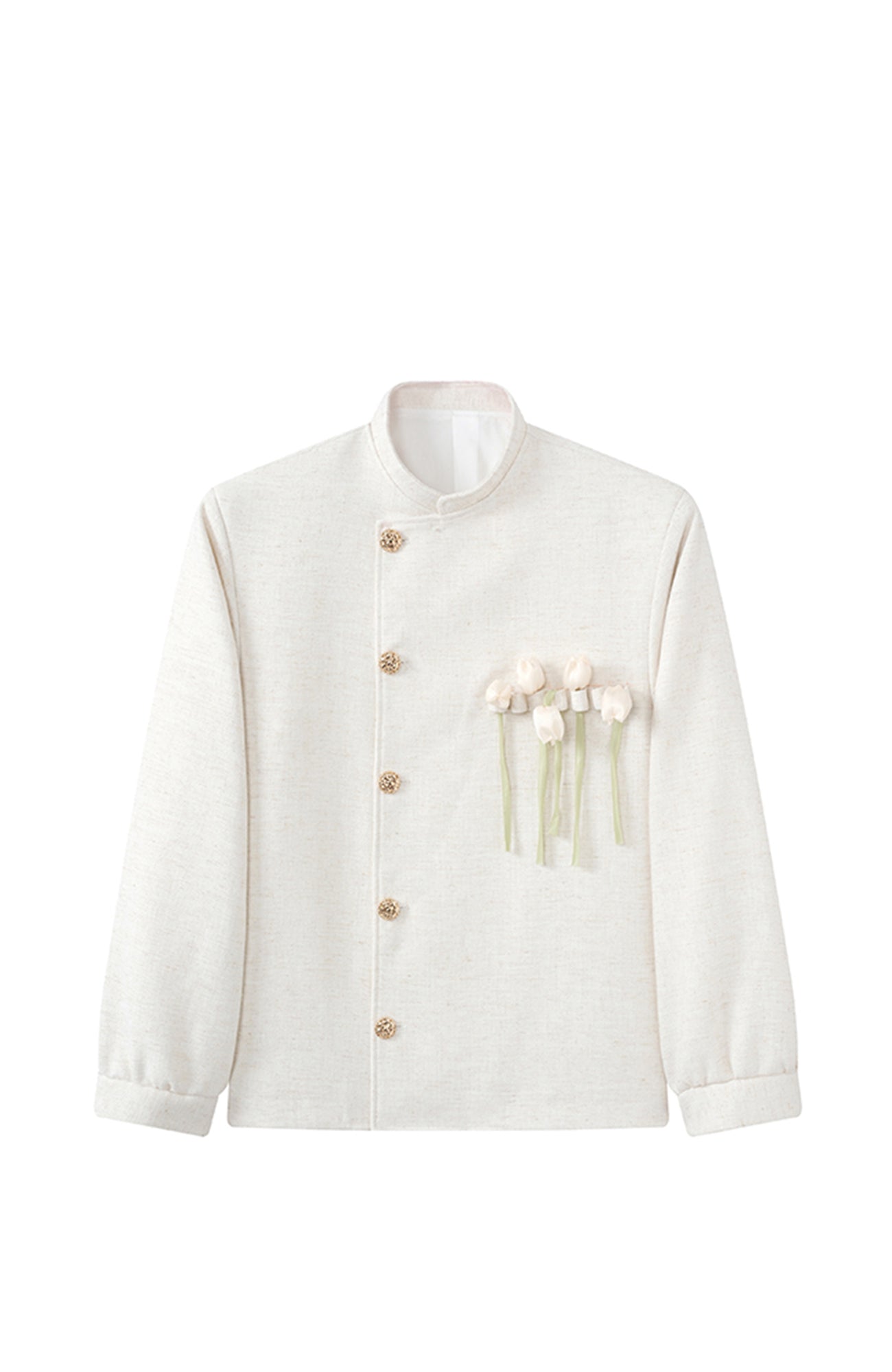 JIECHI Asym Placket Floral Embellished Blazer