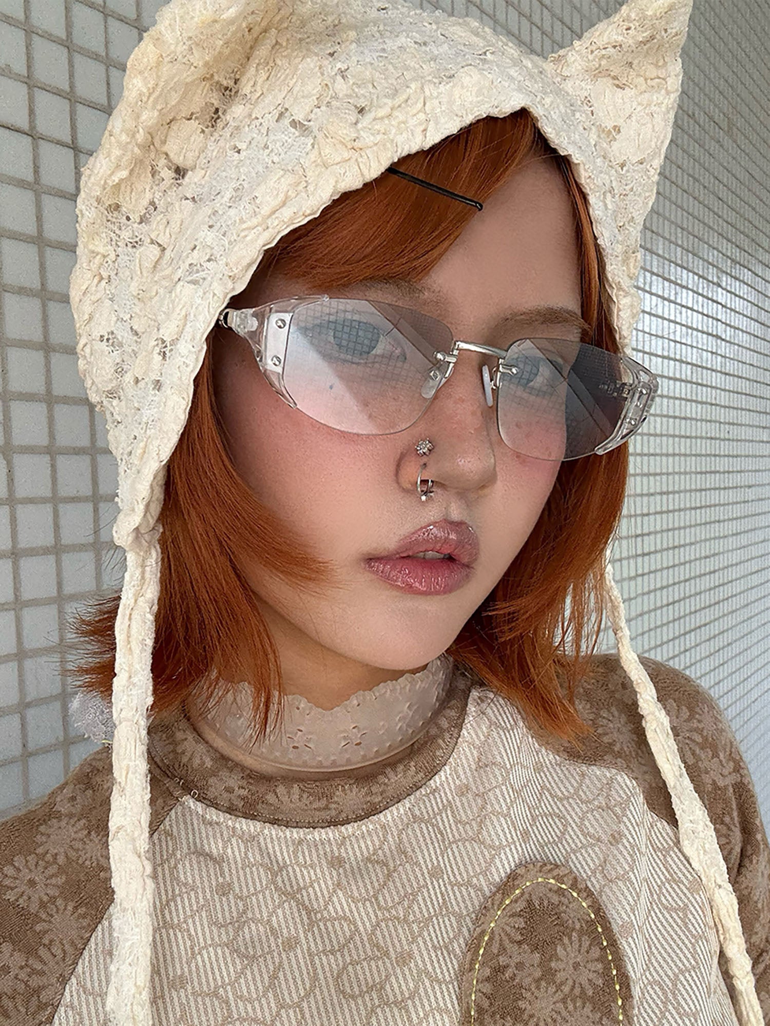 DAMAGE ASIA Translucent Gradient Rimless Sunglasses