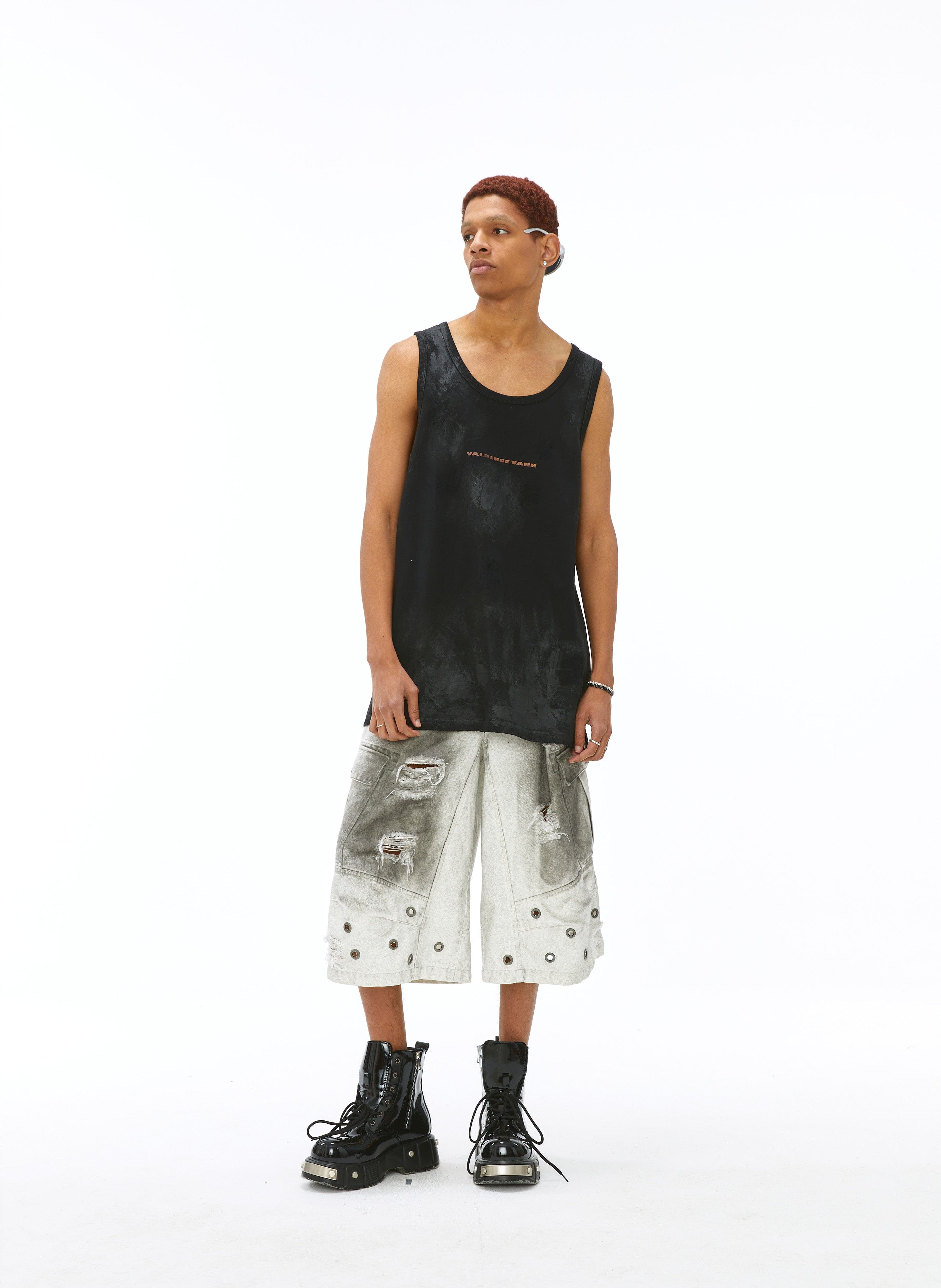 VANN VALRENCE Washed-Dyed Oversized Tank Top