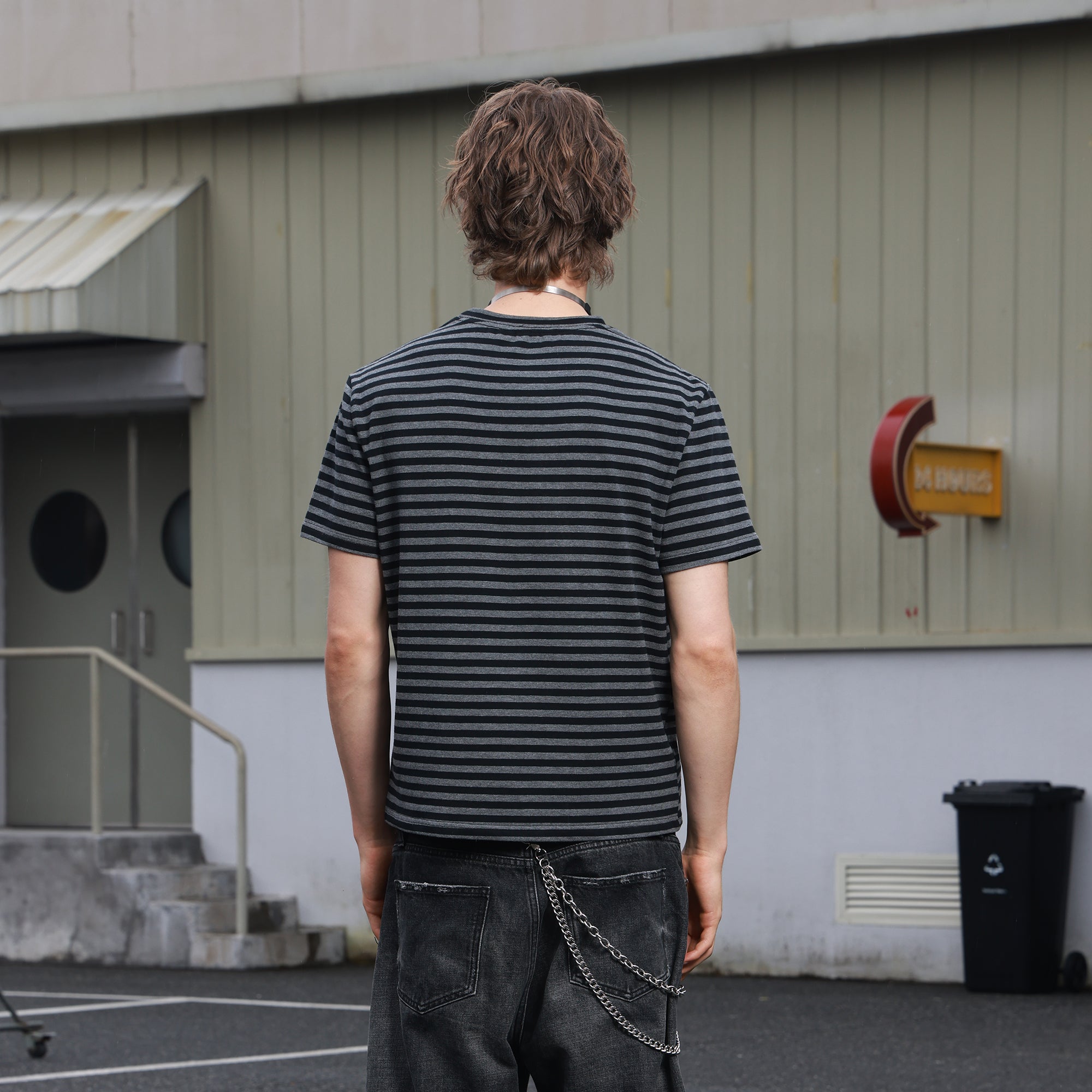 SAVAGEGROWTHWORLD Silver Foil Graphic Stripe T-Shirt
