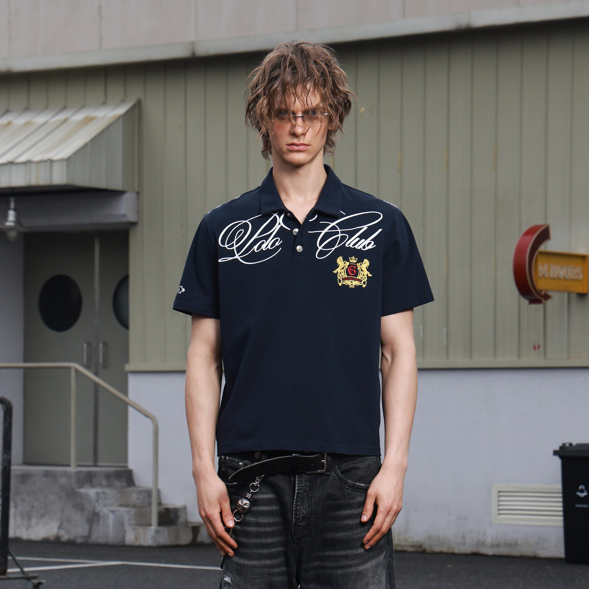 SAVAGEGROWTHWORLD Retro Crest Graphic Polo Tee