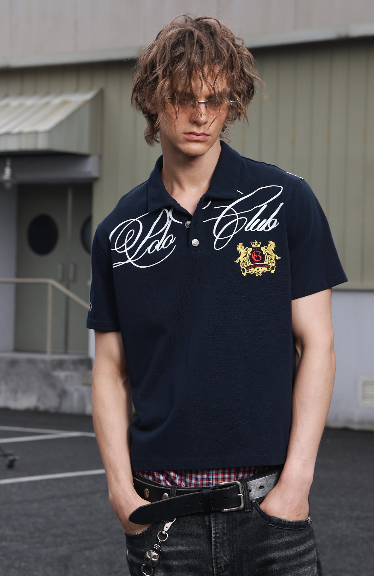 SAVAGEGROWTHWORLD Retro Crest Graphic Polo Tee
