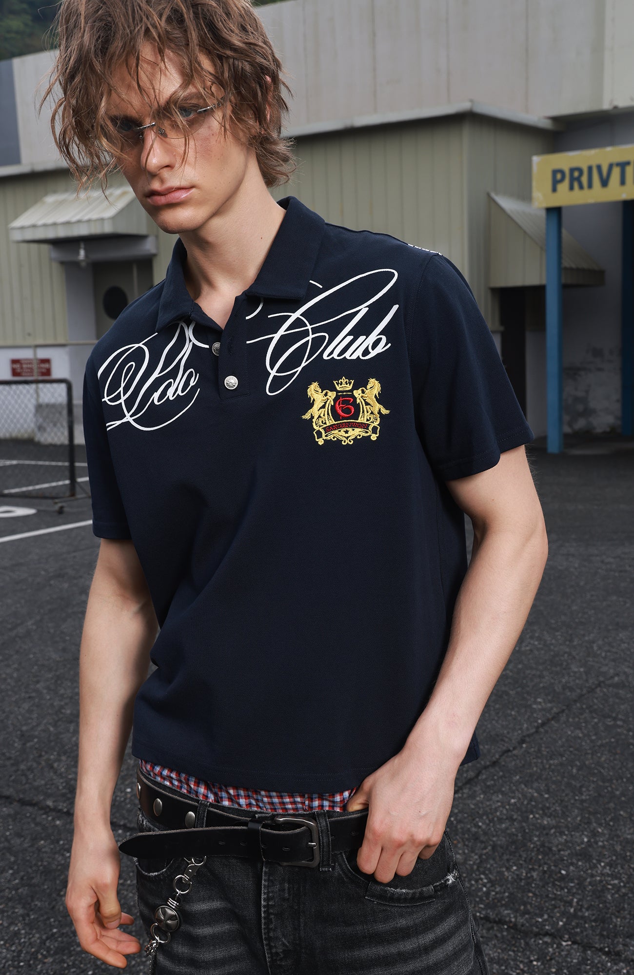 SAVAGEGROWTHWORLD Retro Crest Graphic Polo Tee