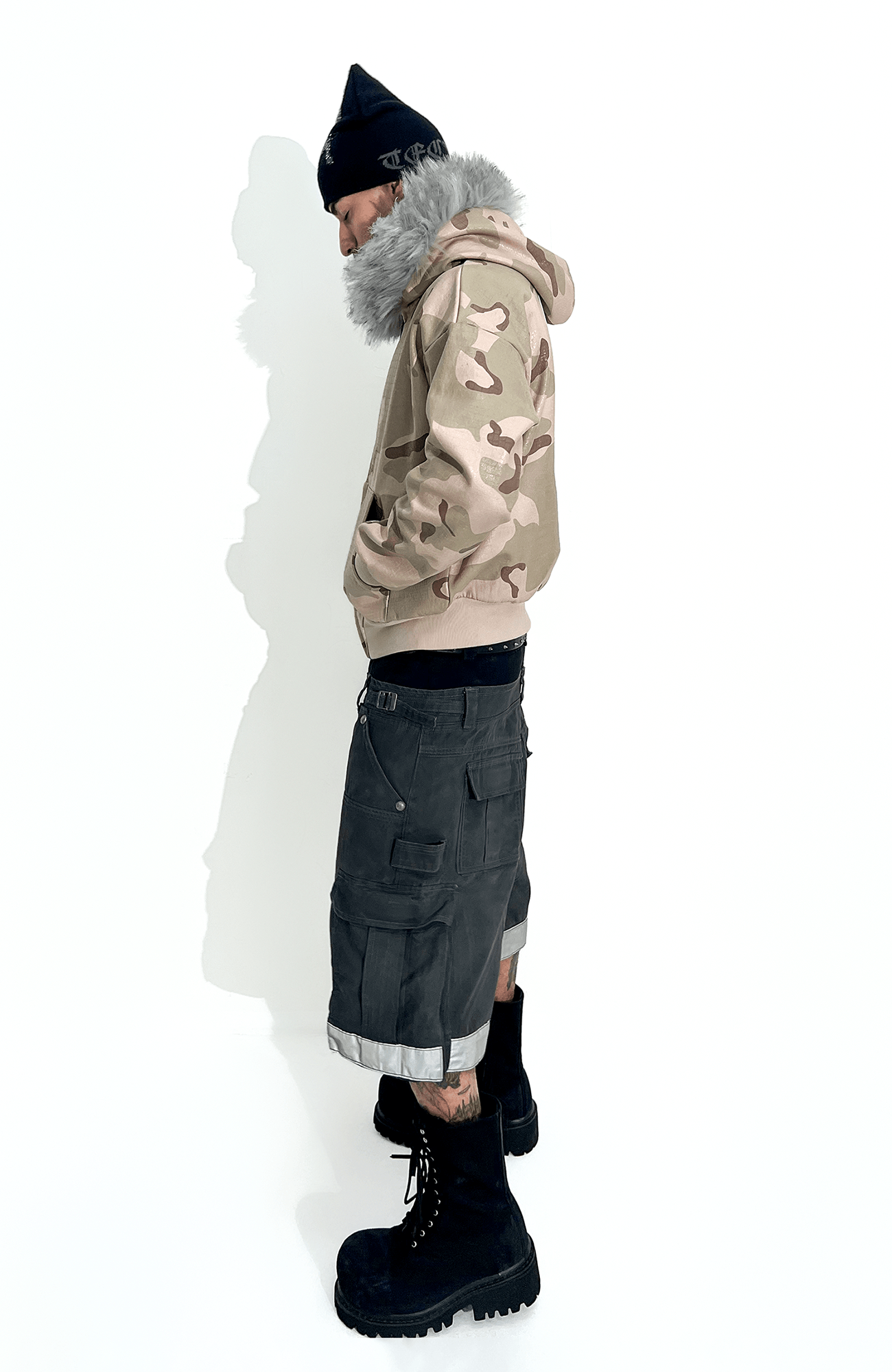 TECNINEGROUP Detachable Reflective Firefighter Cargo Pants Gray