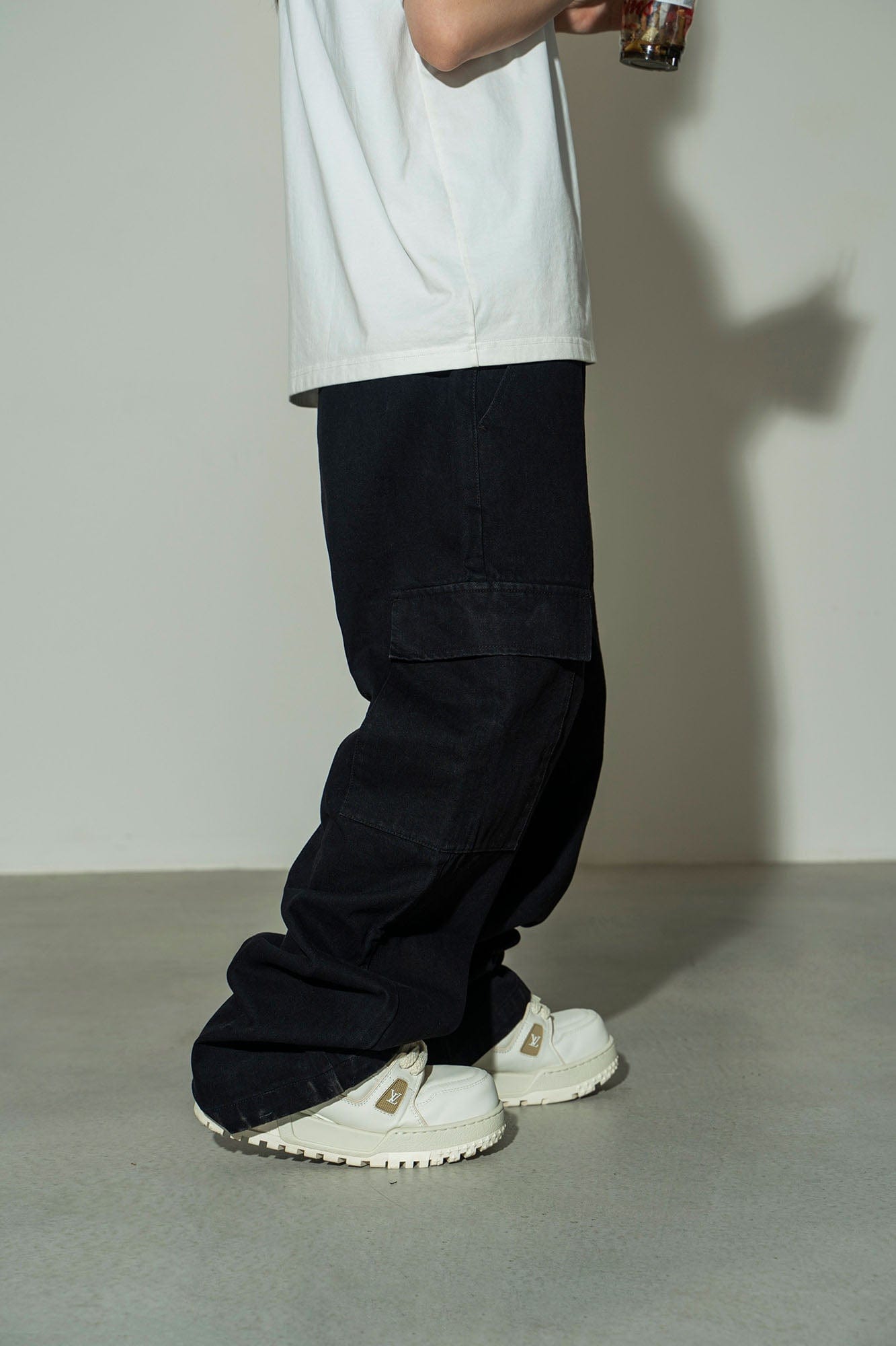 MAKEMORE Gradient Washed Wide-Leg Cargo Jeans, premium urban and streetwear designers apparel on PROJECTISR.com, MAKEMORE