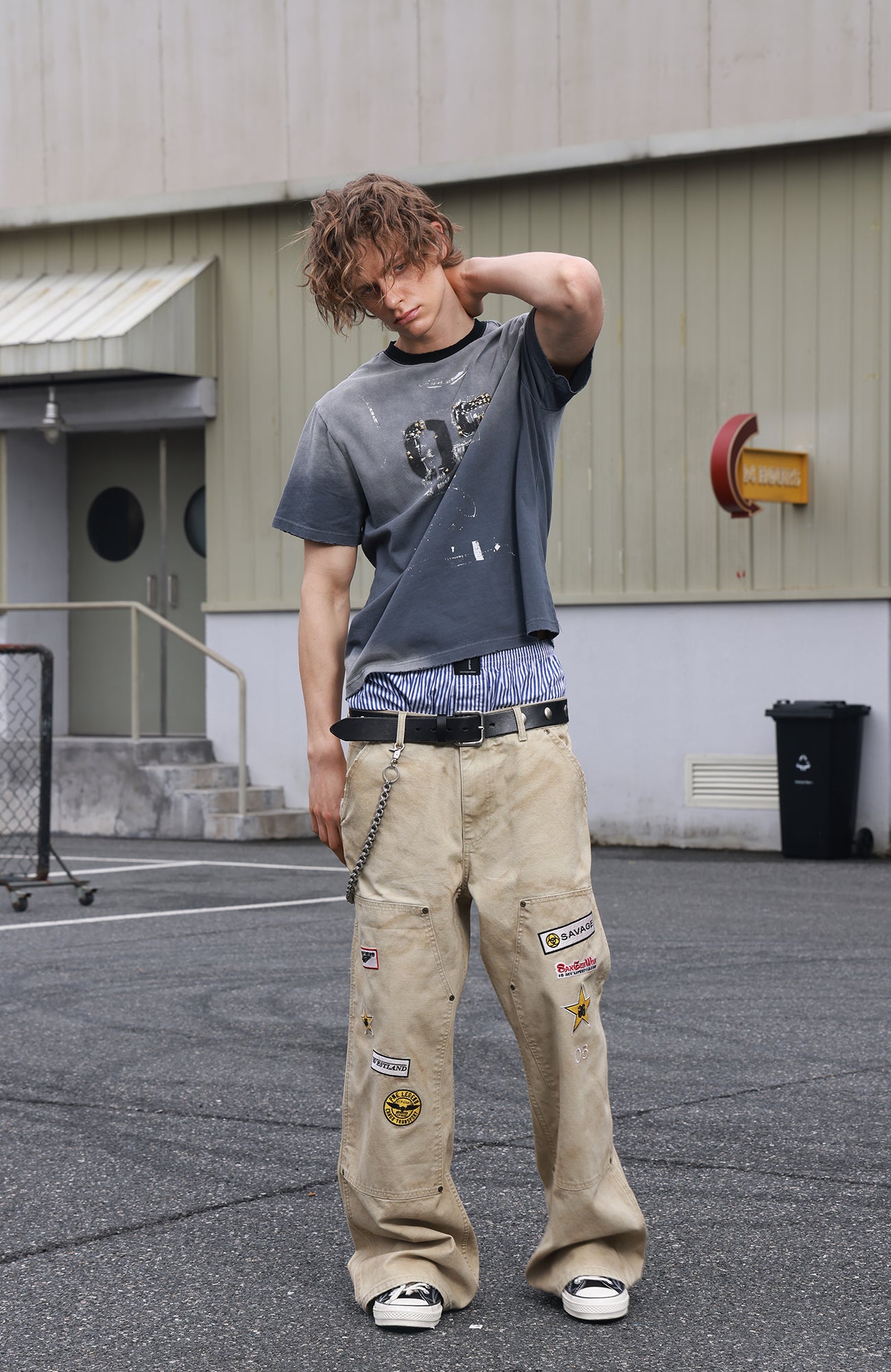 SAVAGEGROWTHWORLD Studded Distressed Graphic T-Shirt
