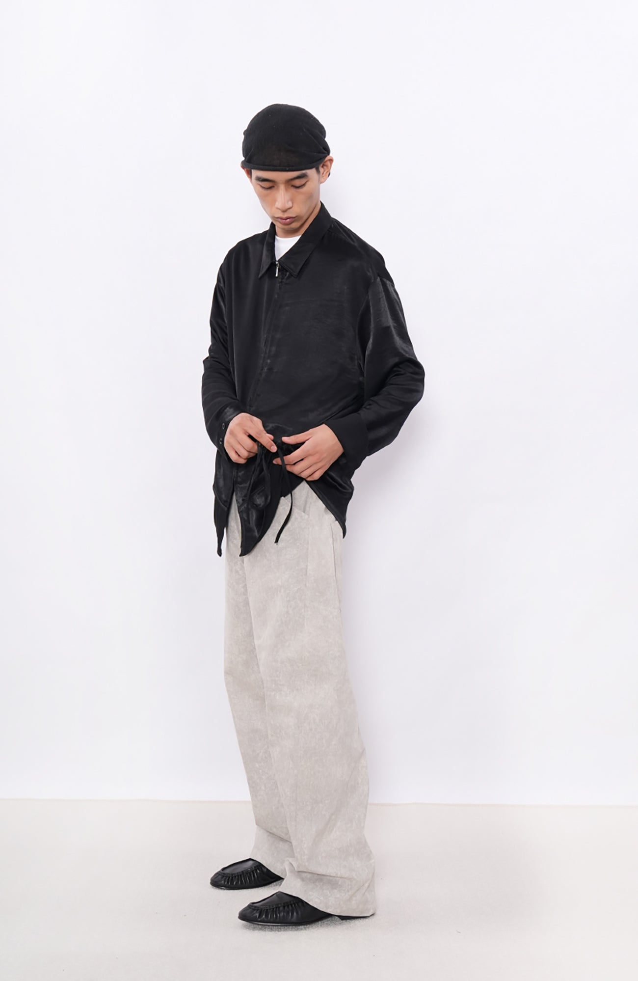 7440 37 1 Satin-Sheen Side-Drawstring Zip Shirt, premium urban and streetwear designers apparel on PROJECTISR.com, 7440 37 1