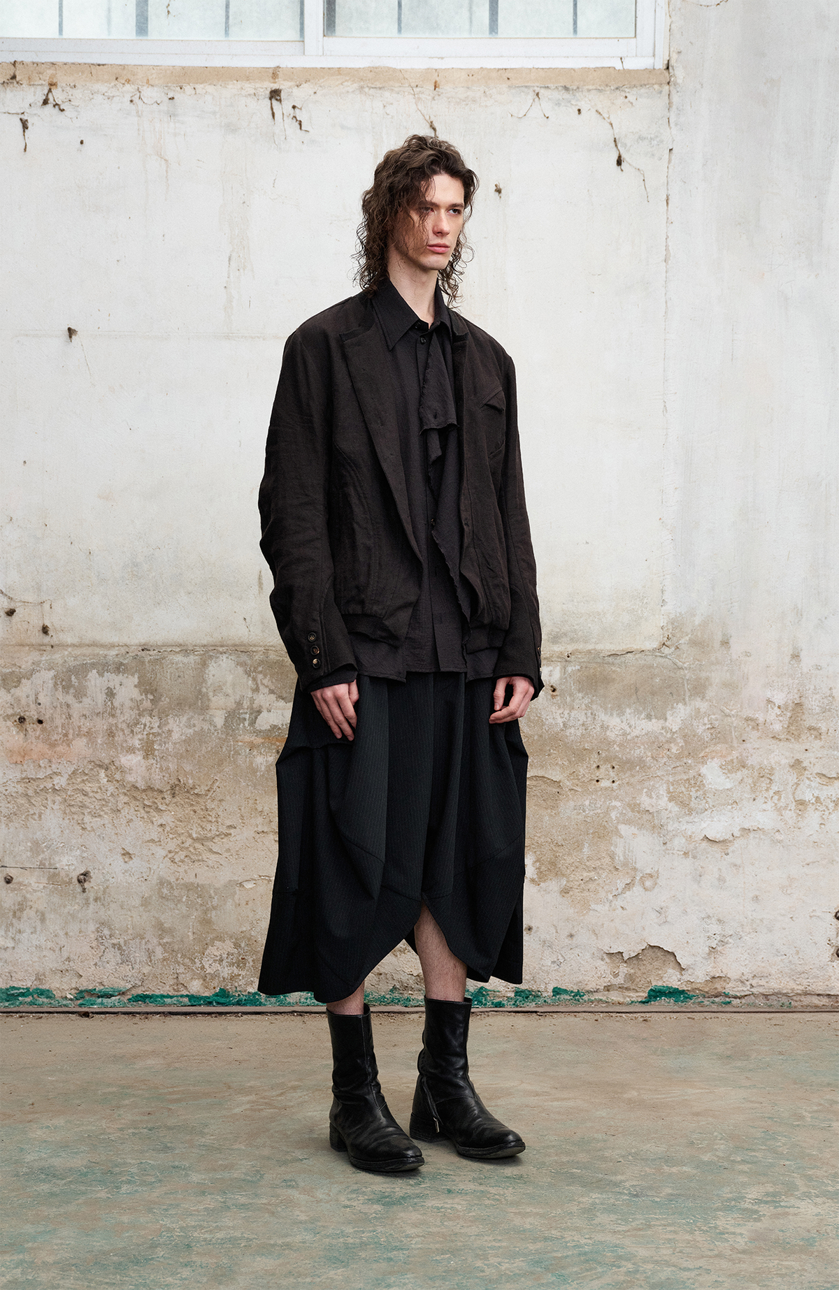 ILNya Nieternite Nifutur Asymmetrical Ribbed-Splice Short Jacket