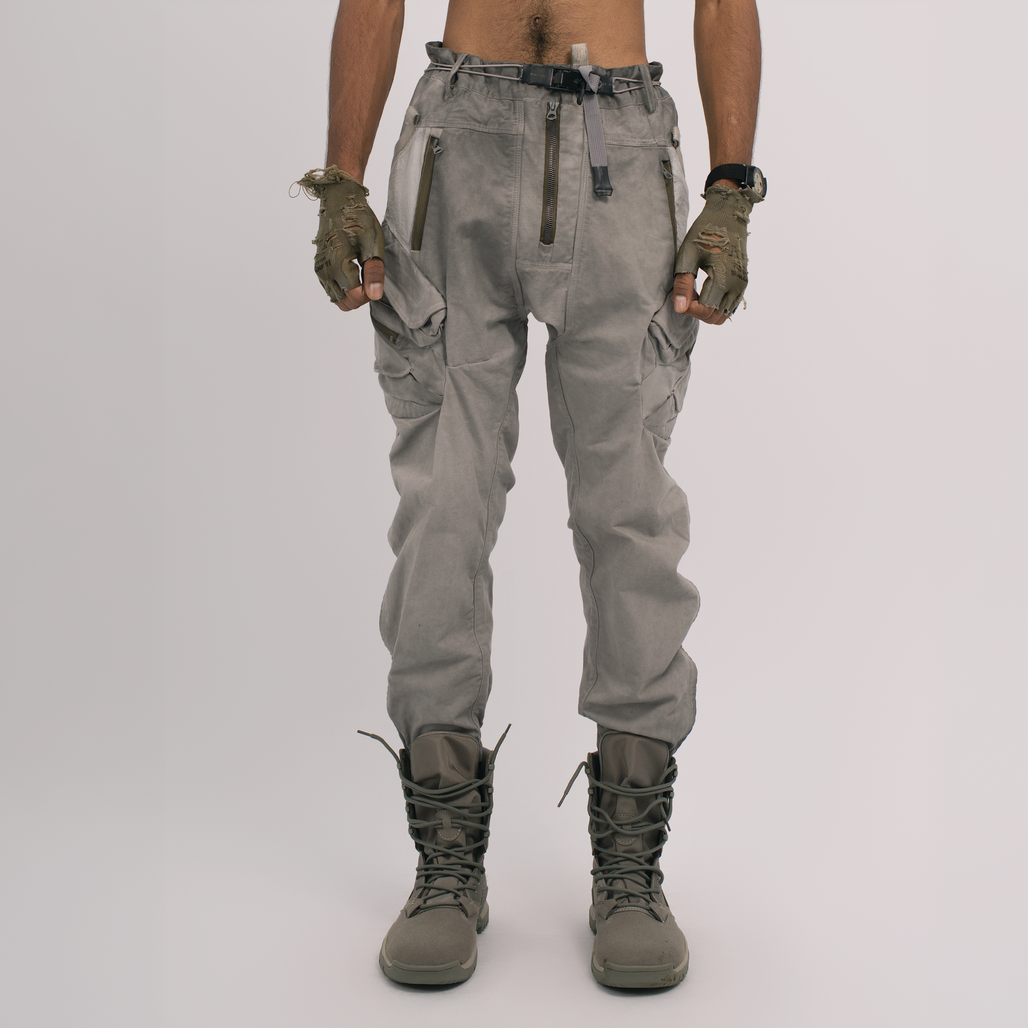 STEAM Distressed Multi-Pocket Utility Cargo Pants