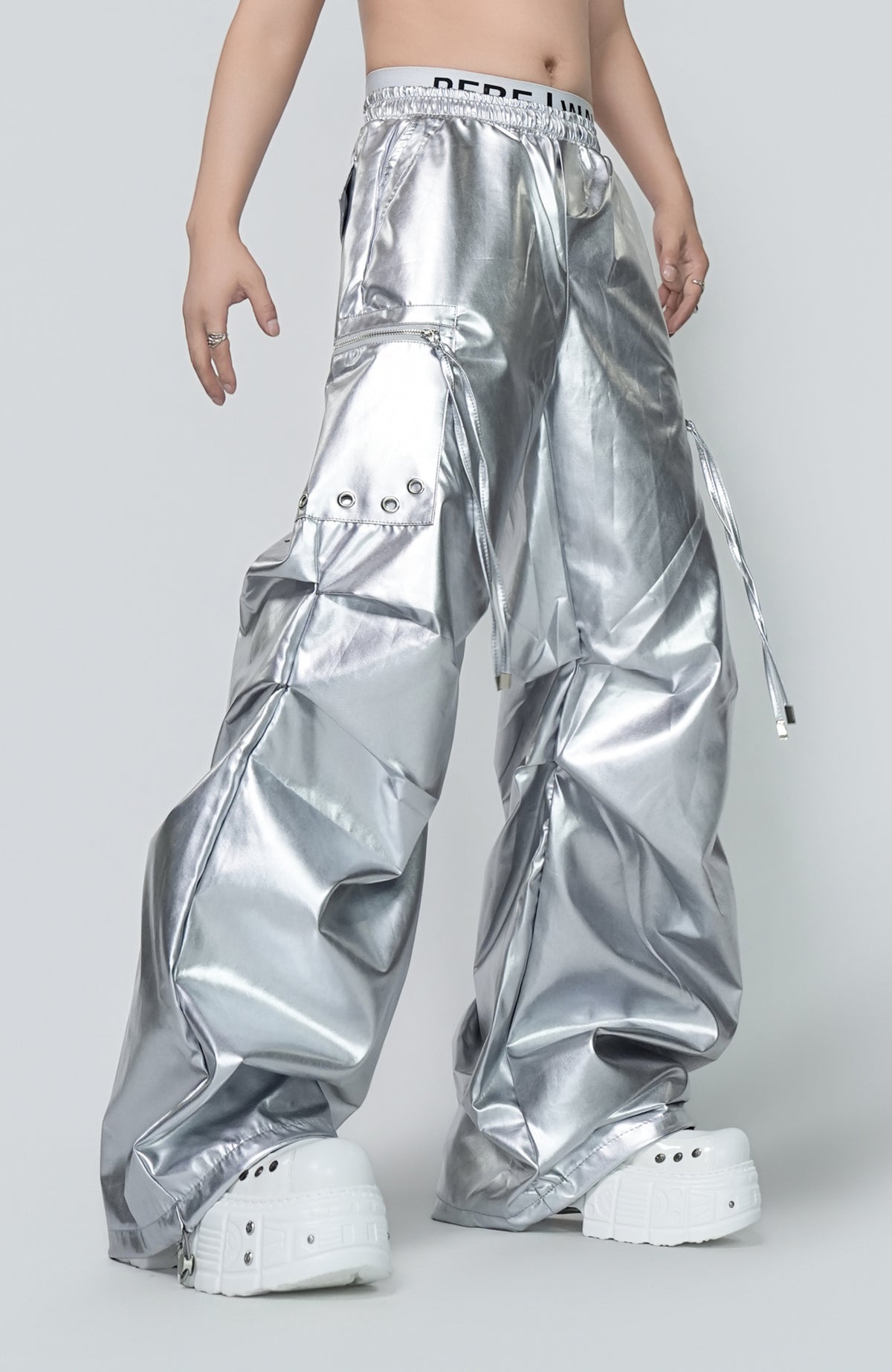 VE2 Metallic Coated Cargo Pants