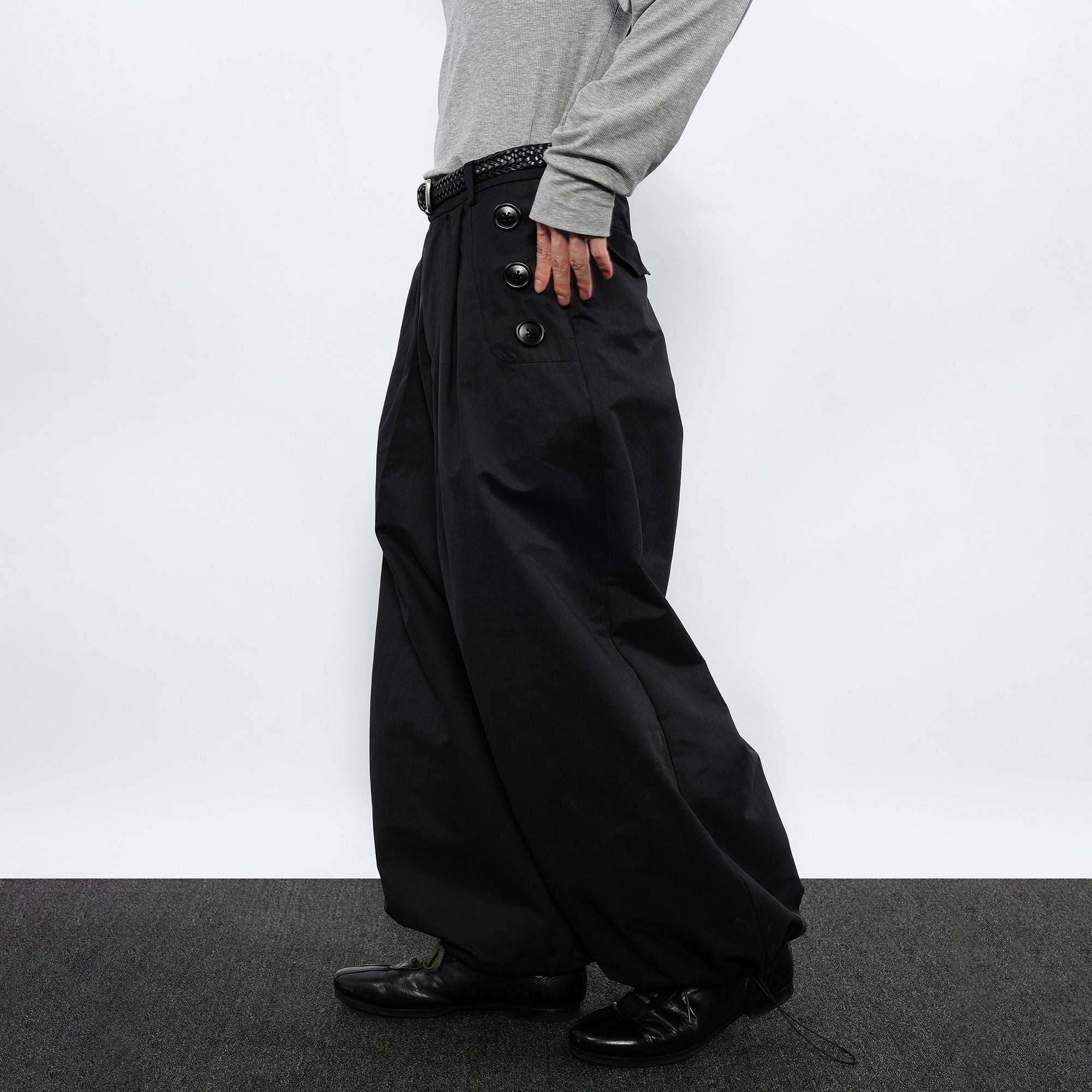 7440 37 1 Side-Button Drawcord Balloon Pants