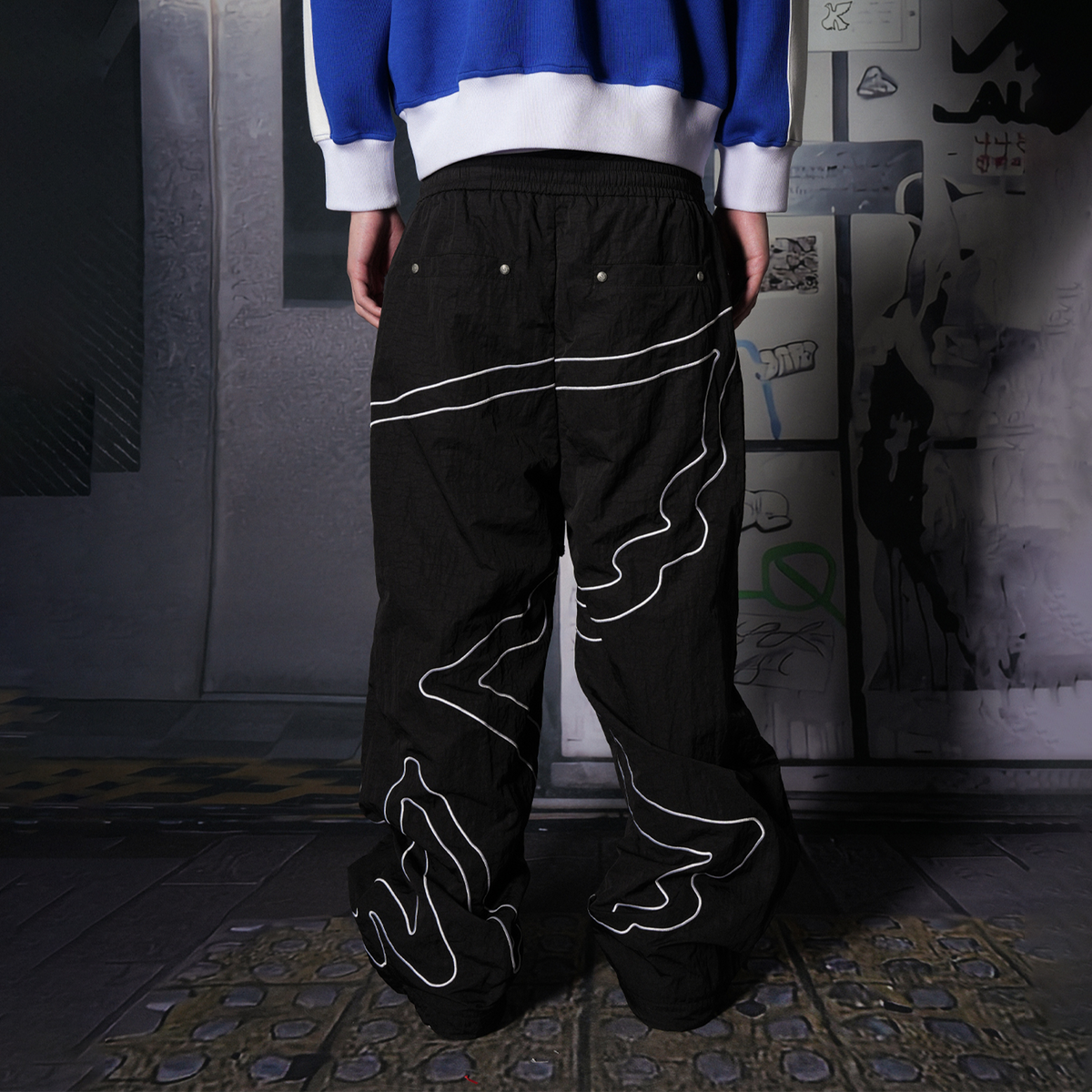 VINKID Pigeon Graphic Wide-Leg Nylon Pants, premium urban and streetwear designers apparel on PROJECTISR.com, VINKID