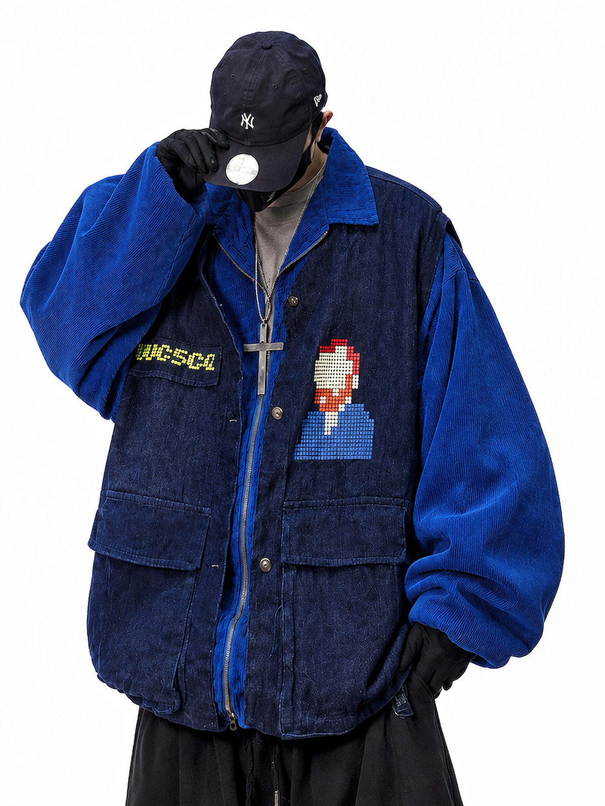 UUCSCC Retro Corduroy Faux Two-Piece Multi-Pocket Jacket, premium urban and streetwear designers apparel on PROJECTISR.com, UUCSCC