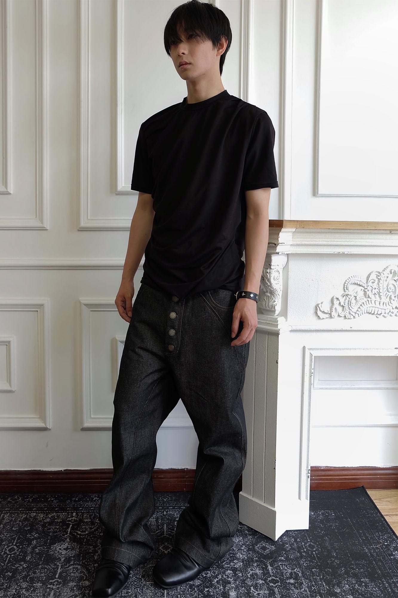SSIN7 Spliced Button-Up Straight-Leg Raw Jeans, premium urban and streetwear designers apparel on PROJECTISR.com, SSIN7