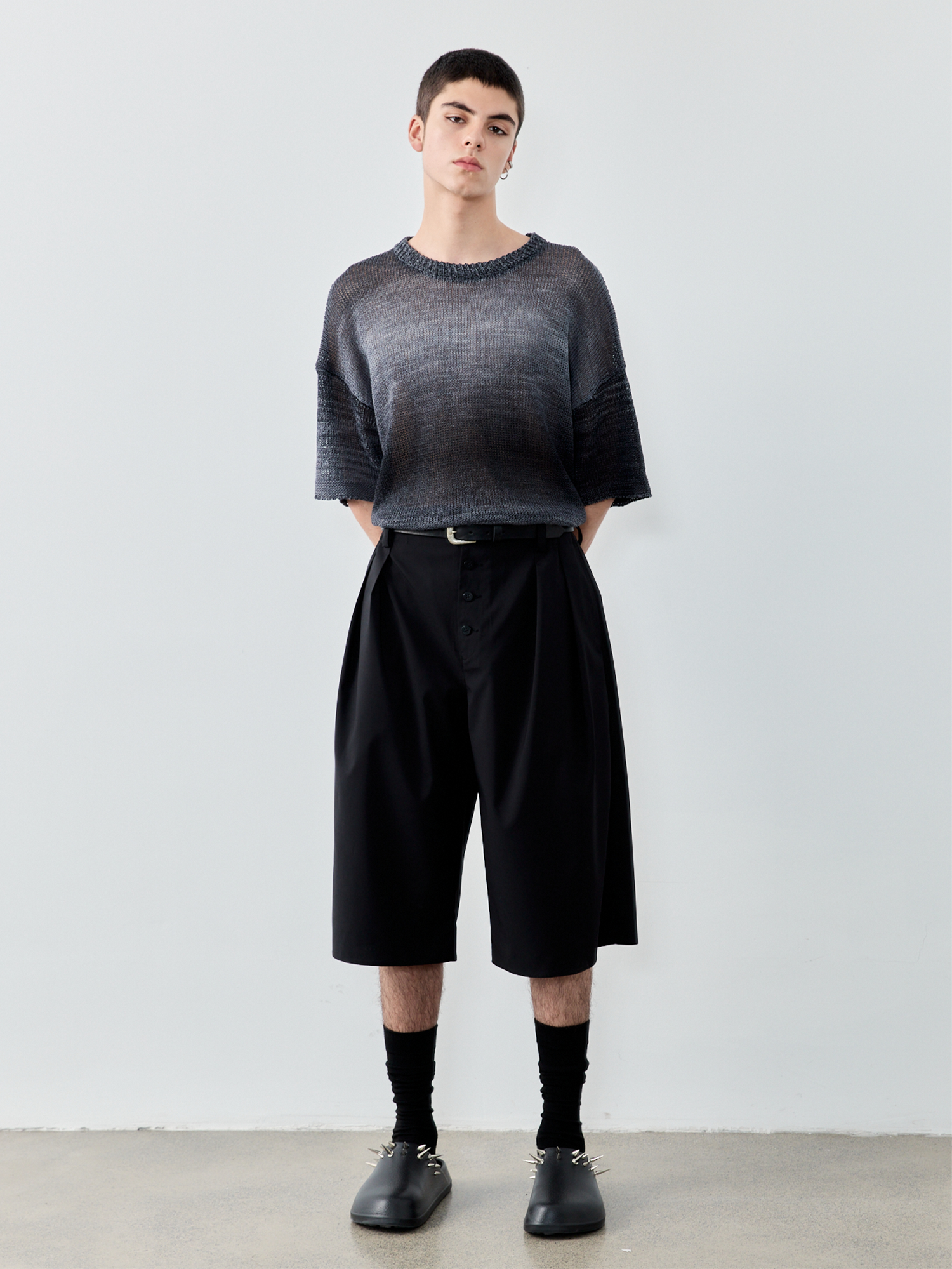 GRAINMUSTARD Gradient Open-Knit Paper-Yarn Tee