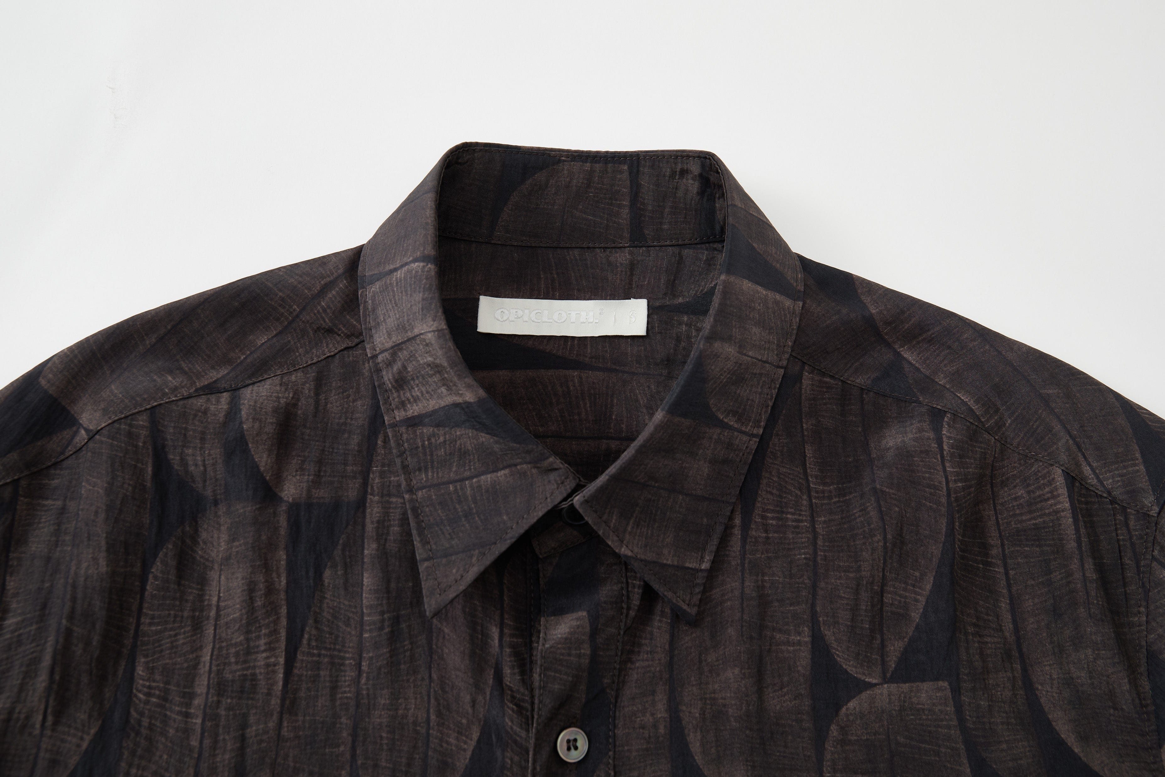OPICLOTH Retro Textured Leaf Full-Print Half Shirt, premium urban and streetwear designers apparel on PROJECTISR.com, OPICLOTH