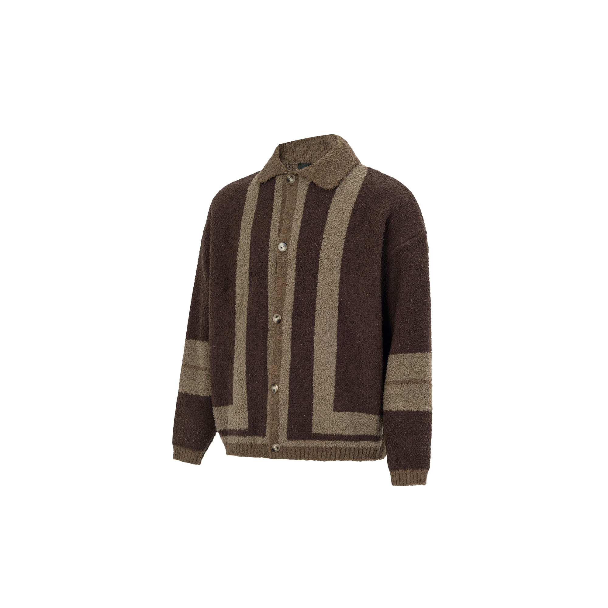 OVDY Retro Contrast Stripe Collar Knit Cardigan, premium urban and streetwear designers apparel on PROJECTISR.com, DVDY