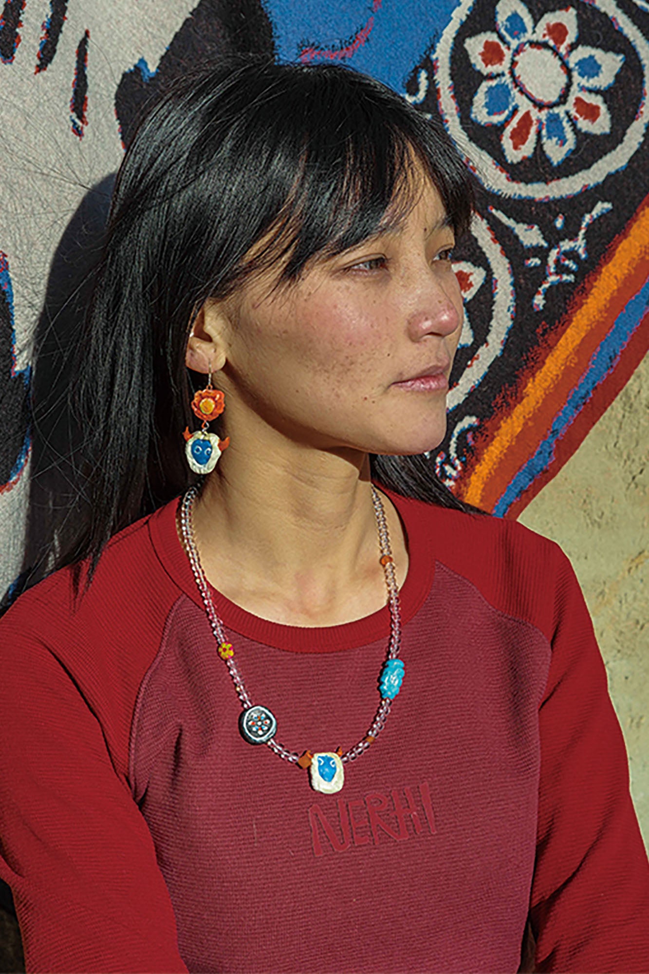 NERHI Tribal Clay Charm-Drop Earrings