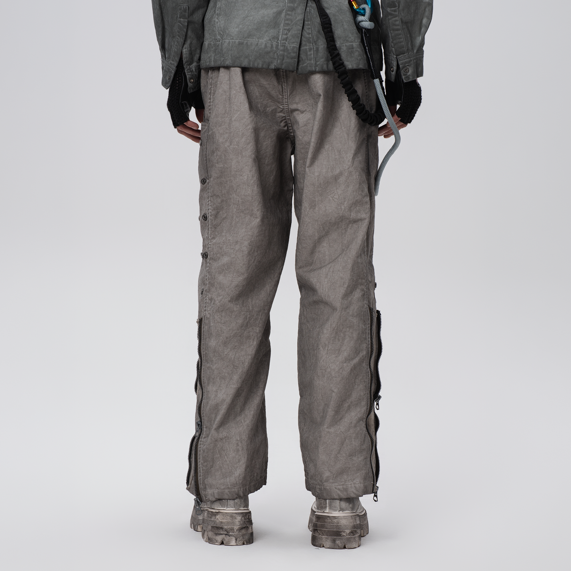 STEAM Distressed Mesh-Knee Multi-Pocket Straight-Leg Cargo Pants