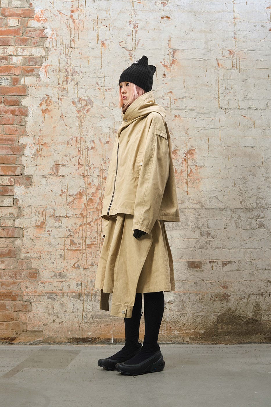 RELABEL Asymmetrical Multi-Pocket Cape Coat, premium urban and streetwear designers apparel on PROJECTISR.com, RELABEL