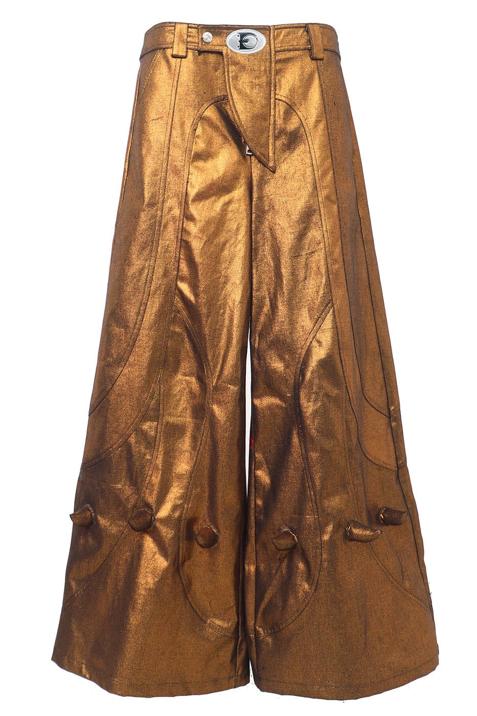 EMBRYO Metallic Devil Horned Wide-Leg Pants, premium urban and streetwear designers apparel on PROJECTISR.com, EMBRYO