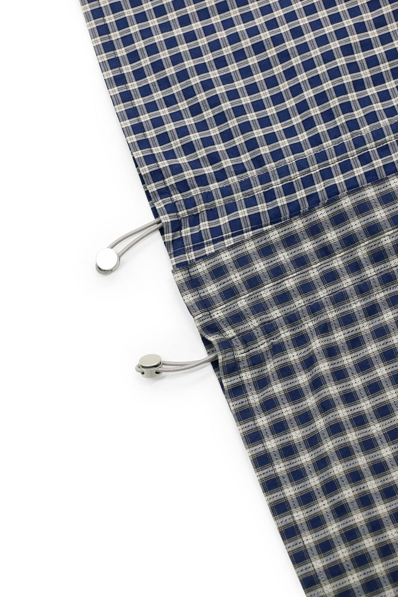 RELABEL Ruched Contrast Gingham Drawstring Shirt, premium urban and streetwear designers apparel on PROJECTISR.com, RELABEL