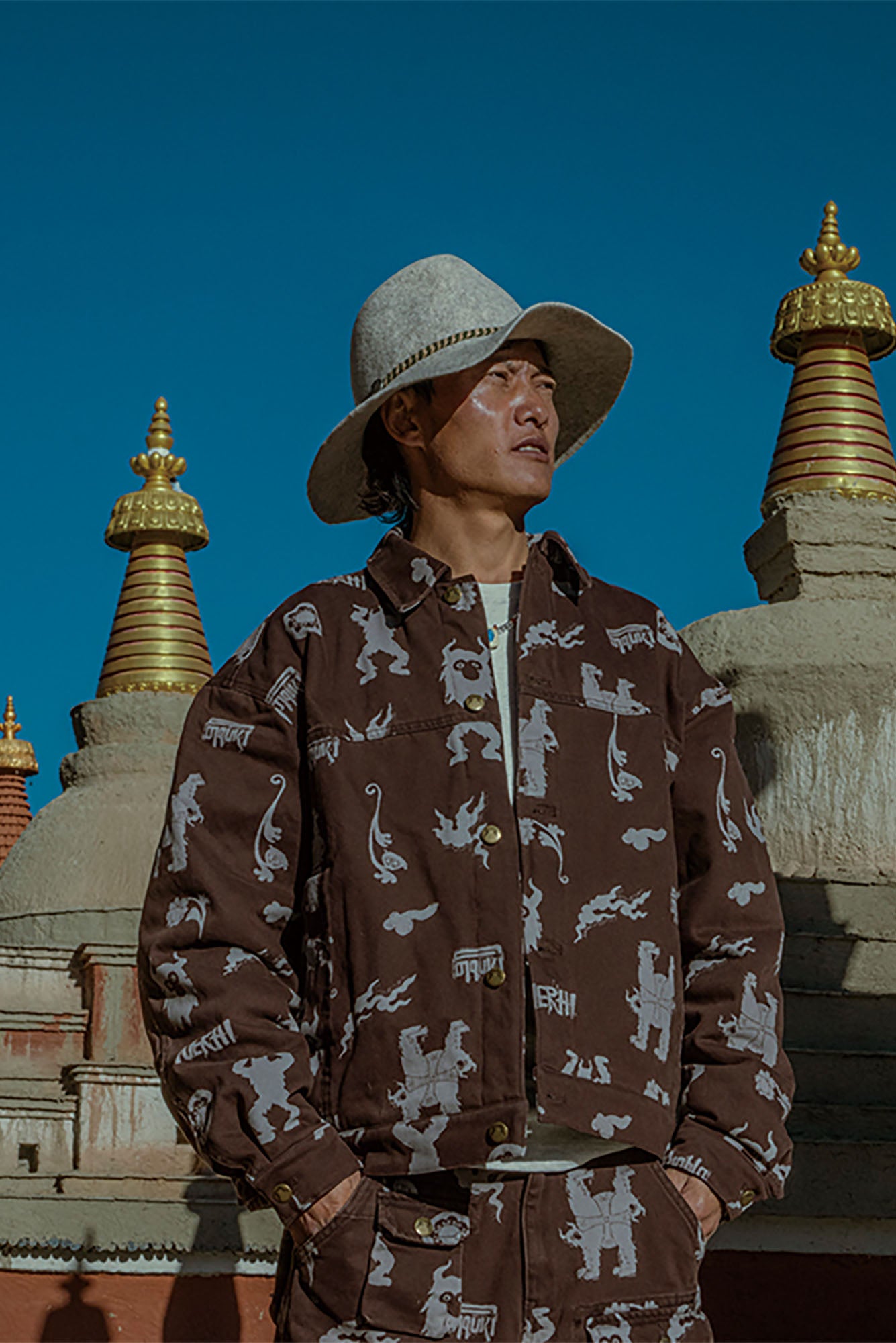 NERHI Tribal Totem Full-Print Shirt Jacket