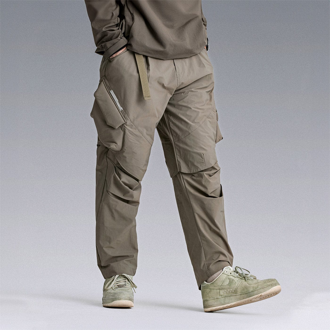 ENSHADOWER Spliced Magnet Pockets Crinkled Pants, premium urban and streetwear designers apparel on PROJECTISR.com, ENSHADOWER