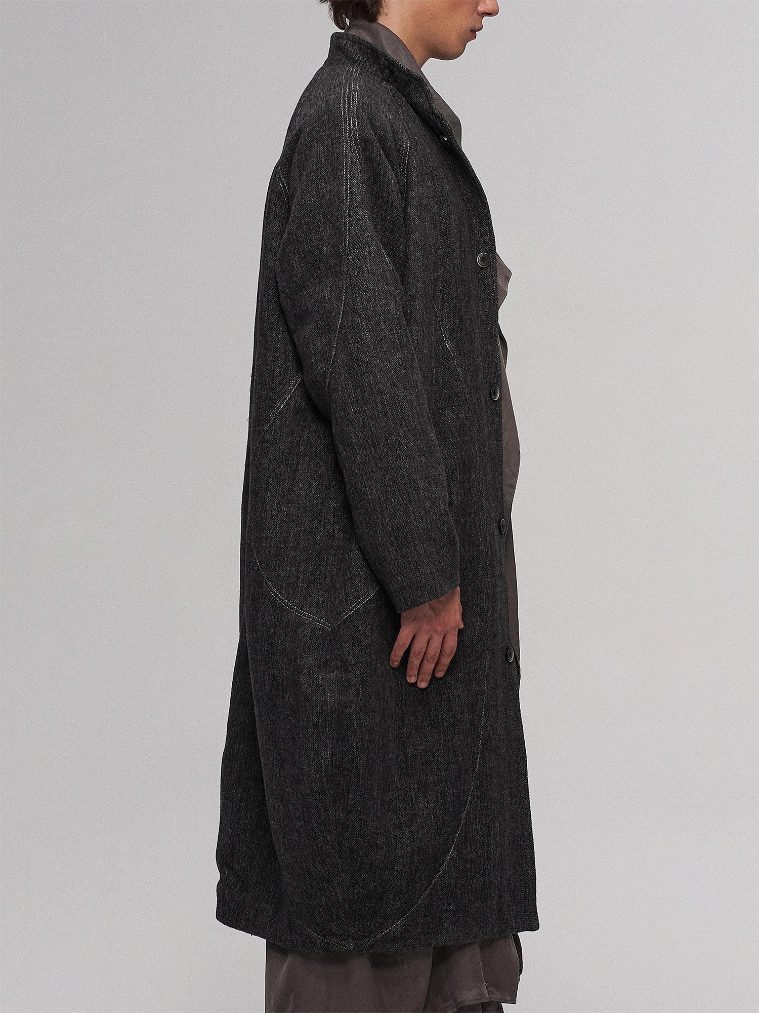 ILNya Nieternite Nifutur Minimal Wool-Blend Seam-Panel Long Coat