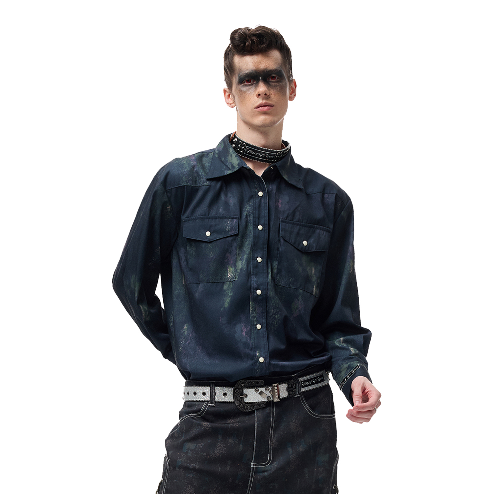 CYCYCY Punk Mottled Court-Style Shirt