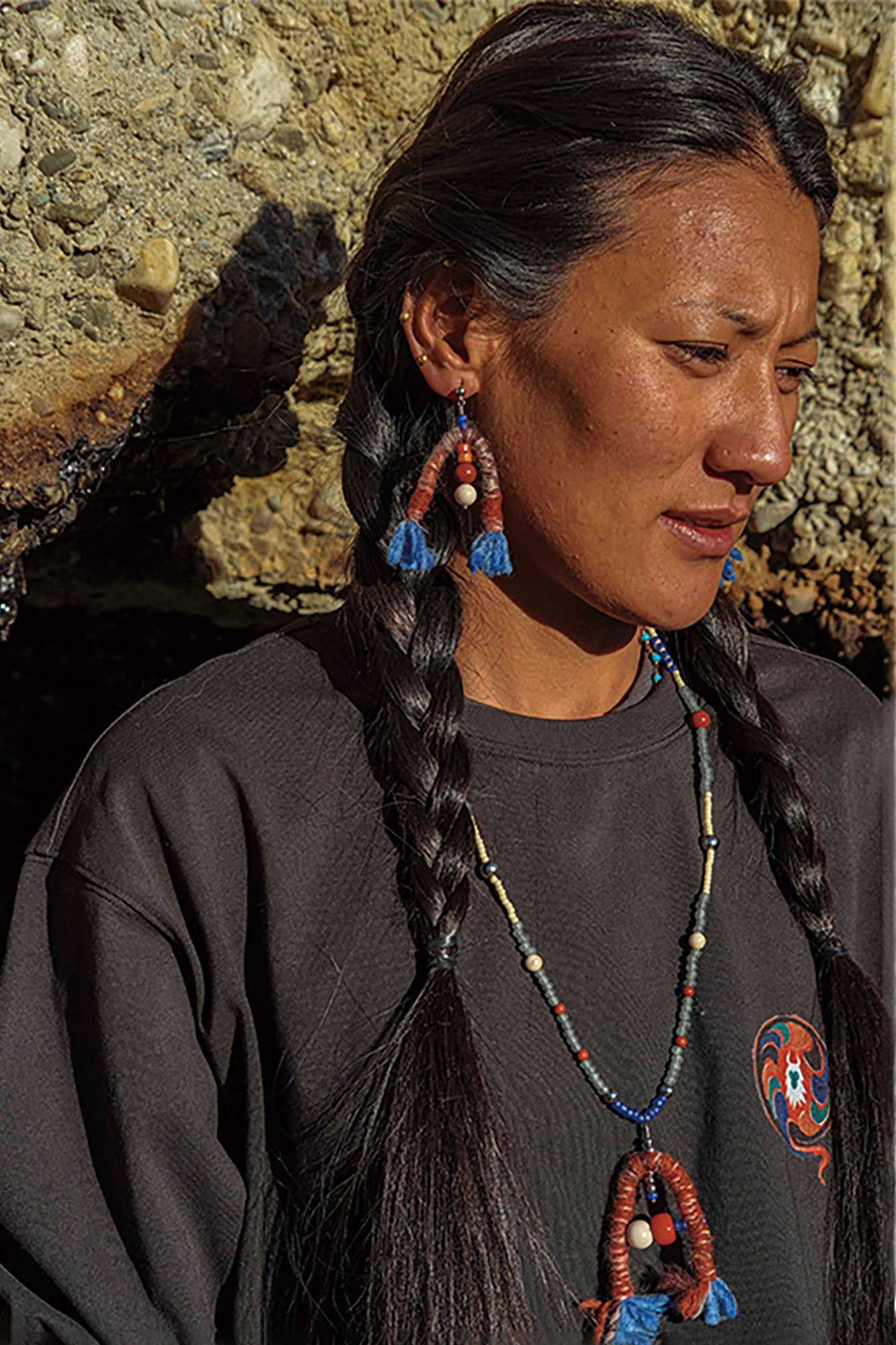 NERHI Tribal Wool Beaded Drop Earrings