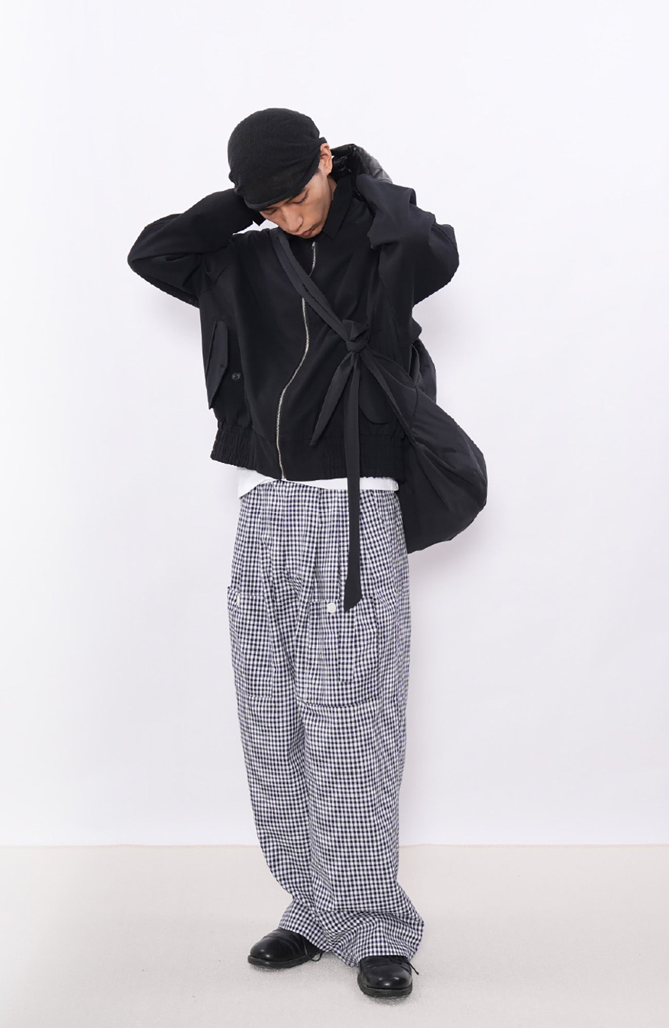 7440 37 1 Check Double-Pleat Wide-Leg Pants, premium urban and streetwear designers apparel on PROJECTISR.com, 7440 37 1