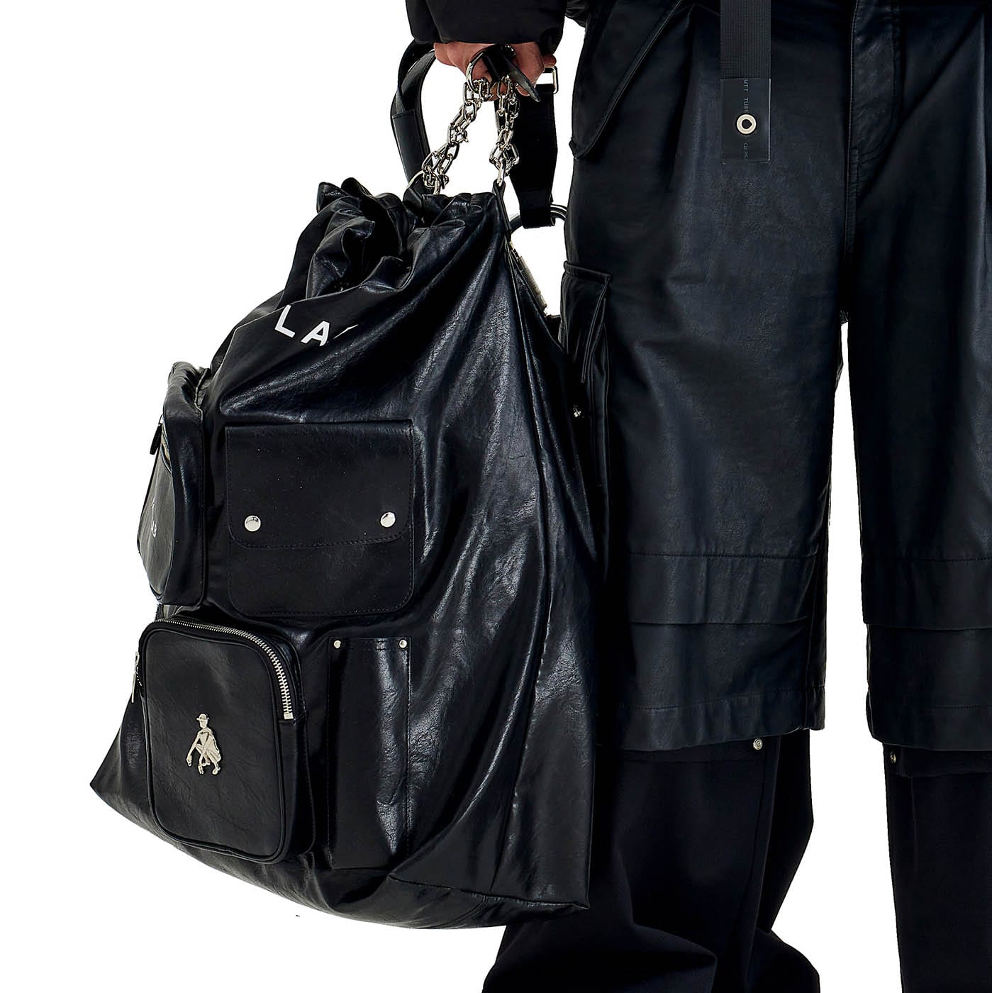 FACEONLAB Multi-Pocket Faux Leather Nomad Bag, premium urban and streetwear designers apparel on PROJECTISR.com, FACEONLAB