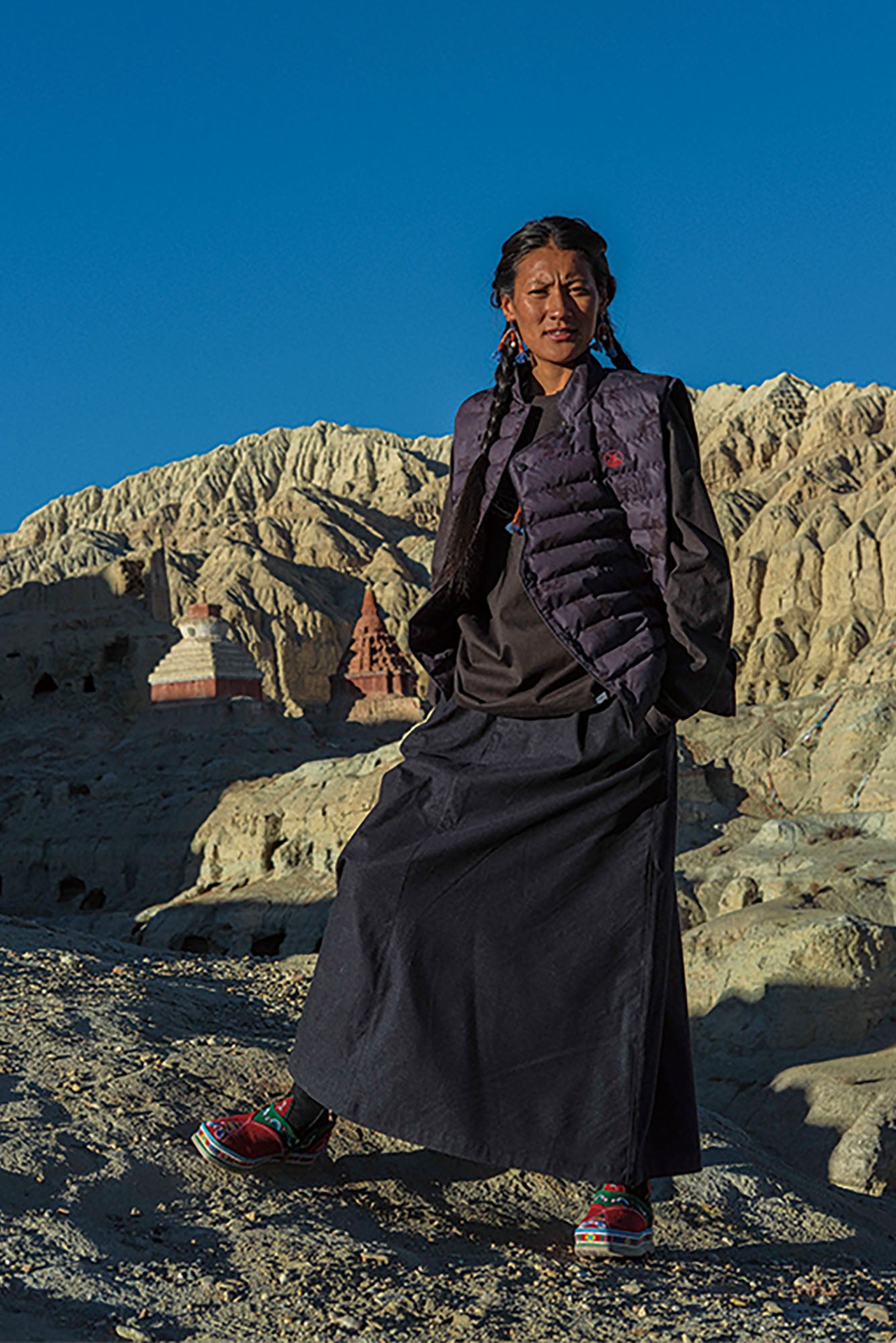 NERHI Asym Button Full-Print Down Vest