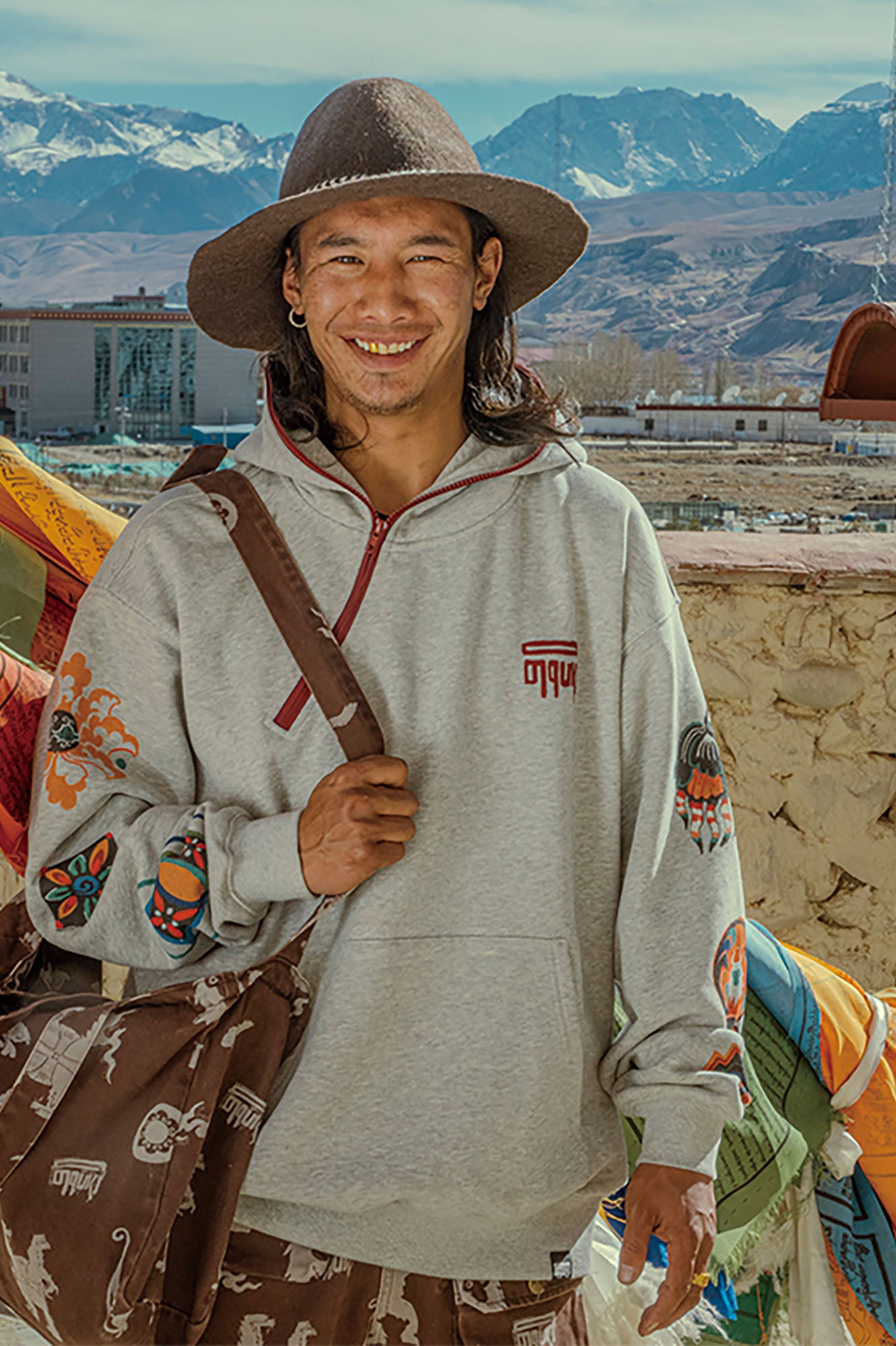 NERHI Asym Half-Zip Mural Graphic Hoodie